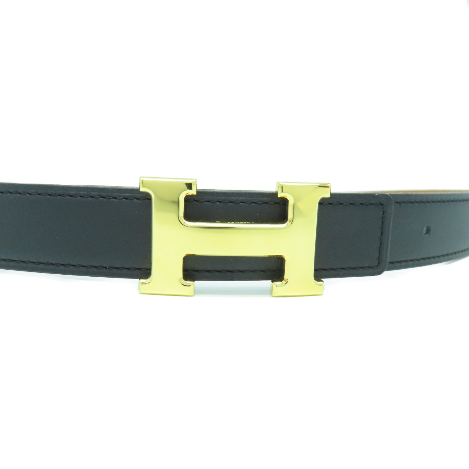 HERMES Swift皮革/Epsom皮革Belt 80cm金扣皮帶黑色