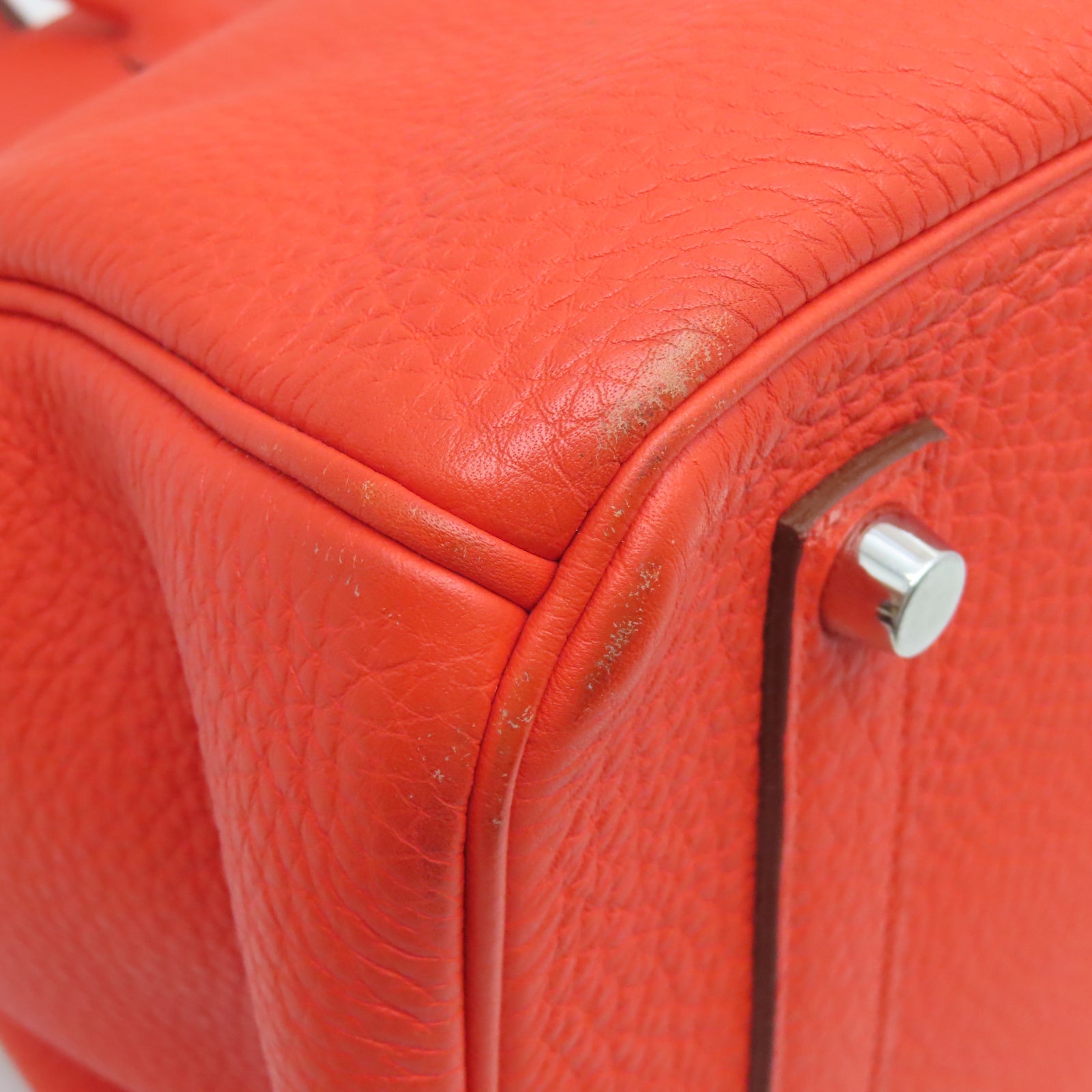 HERMES 【激減優惠】Togo皮革Birkin 35銀扣手挽袋火橘色