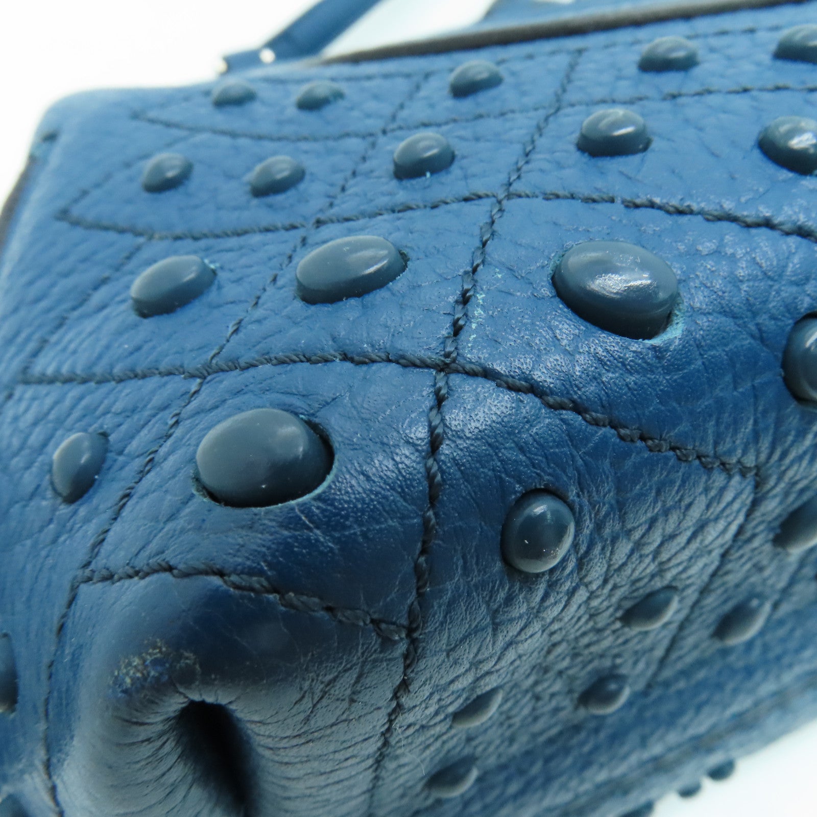TOD'S 牛皮皮革2Way Shoulder手挽肩背两用袋银扣蓝色