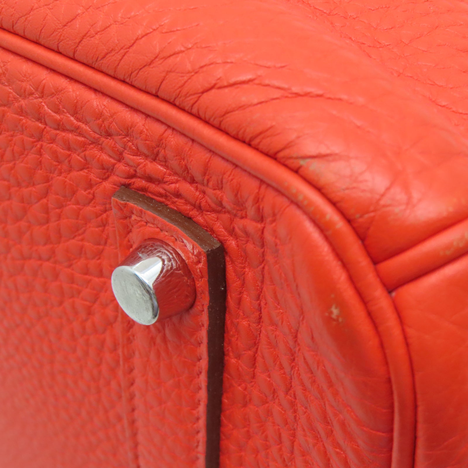 HERMES 【激減優惠】Togo皮革Birkin 35銀扣手挽袋火橘色