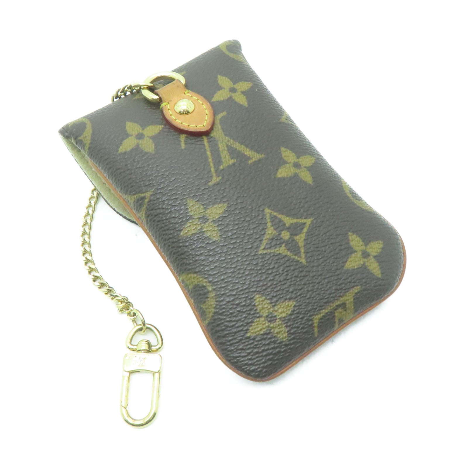 LOUIS VUITTON Monogram Case金扣手拿包啡色
