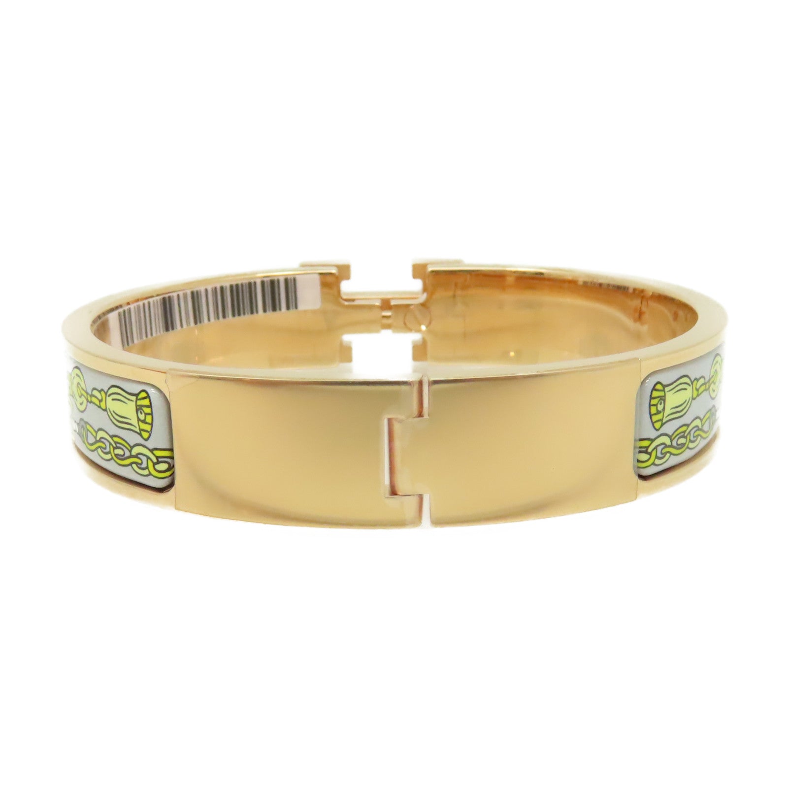 HERMES 金屬/陶瓷H Bangle金扣手鐲金色/灰色/彩色