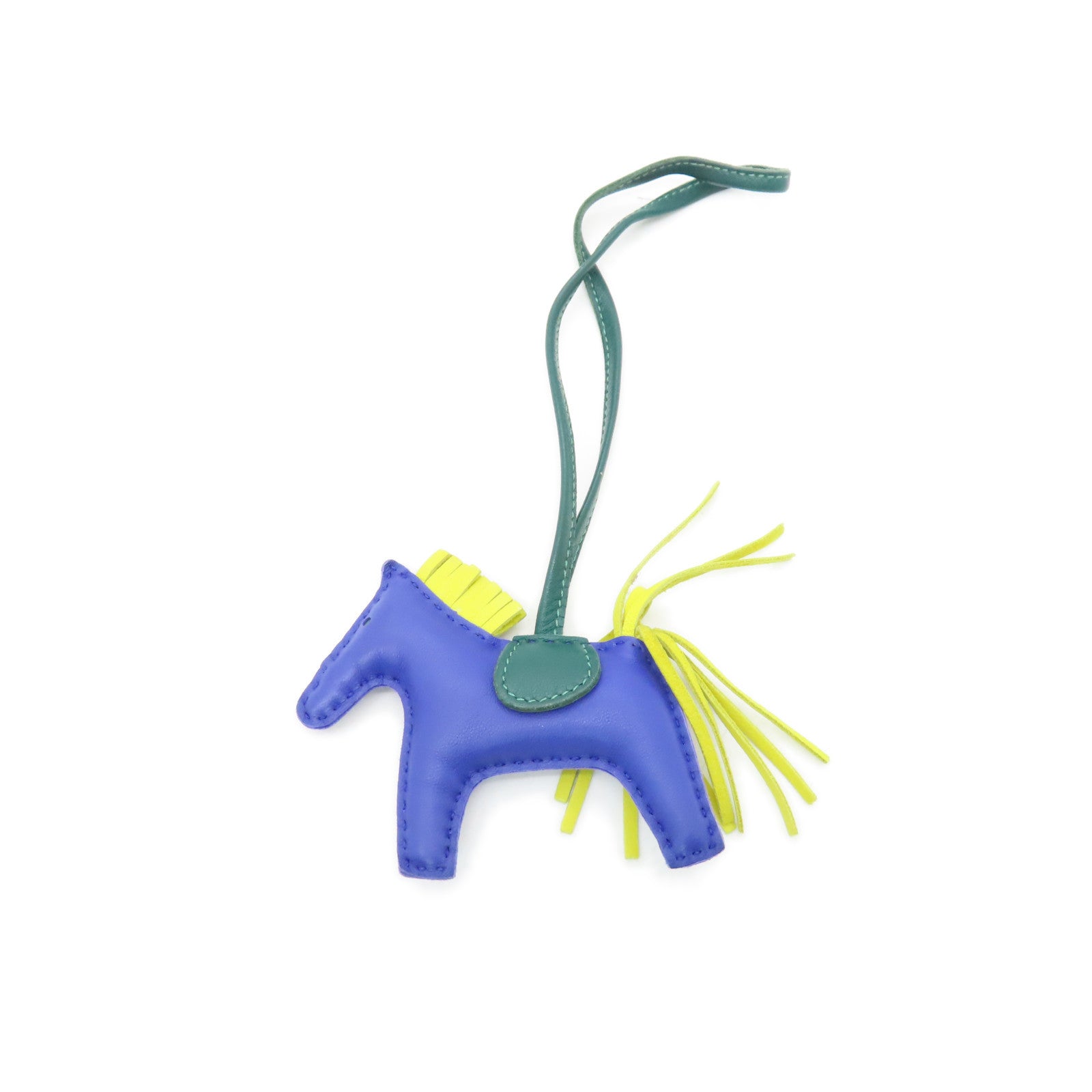 HERMES Veau Swift Leather Rodeo PM Charm Blue/Yellow/Green