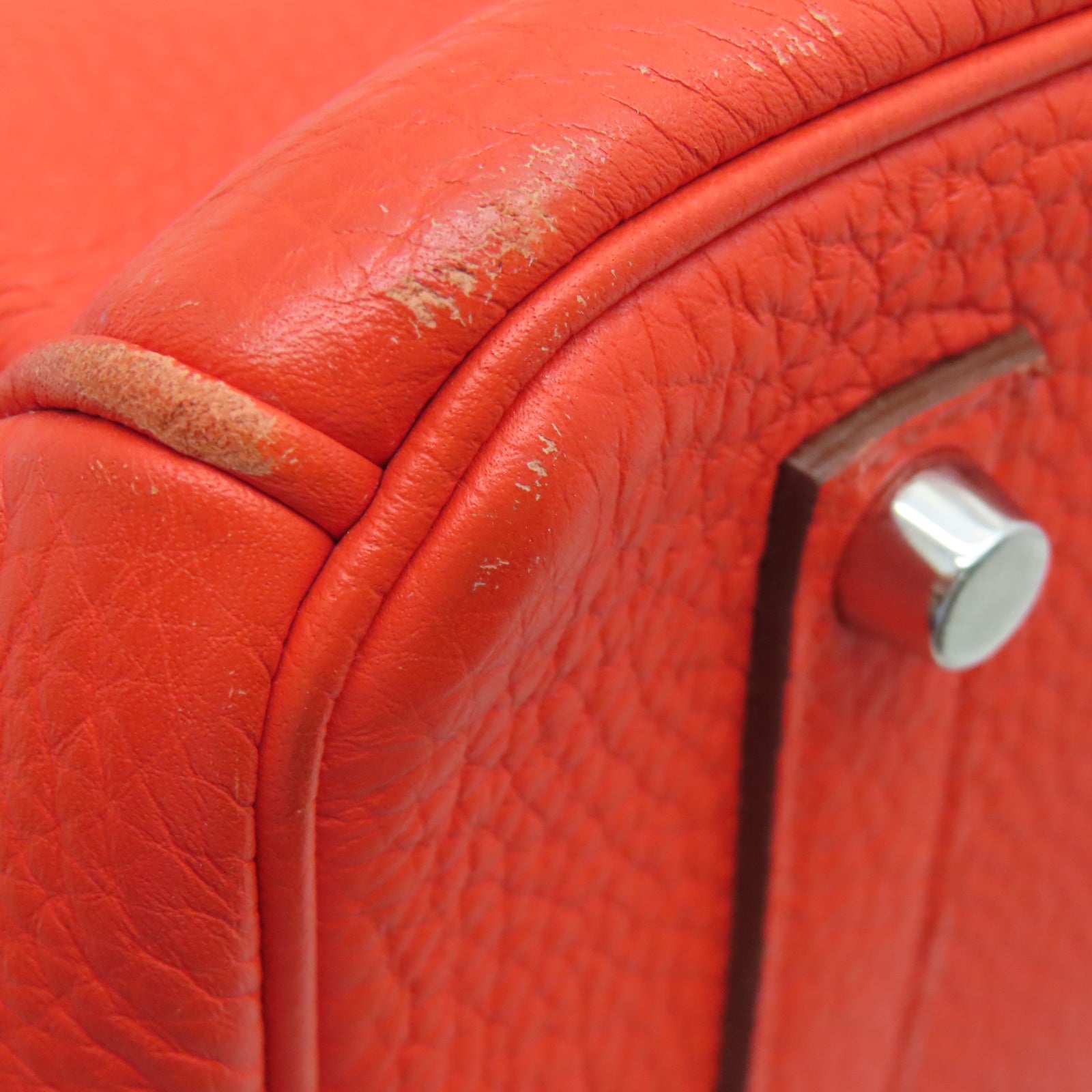 HERMES 【激減優惠】Togo皮革Birkin 35銀扣手挽袋火橘色