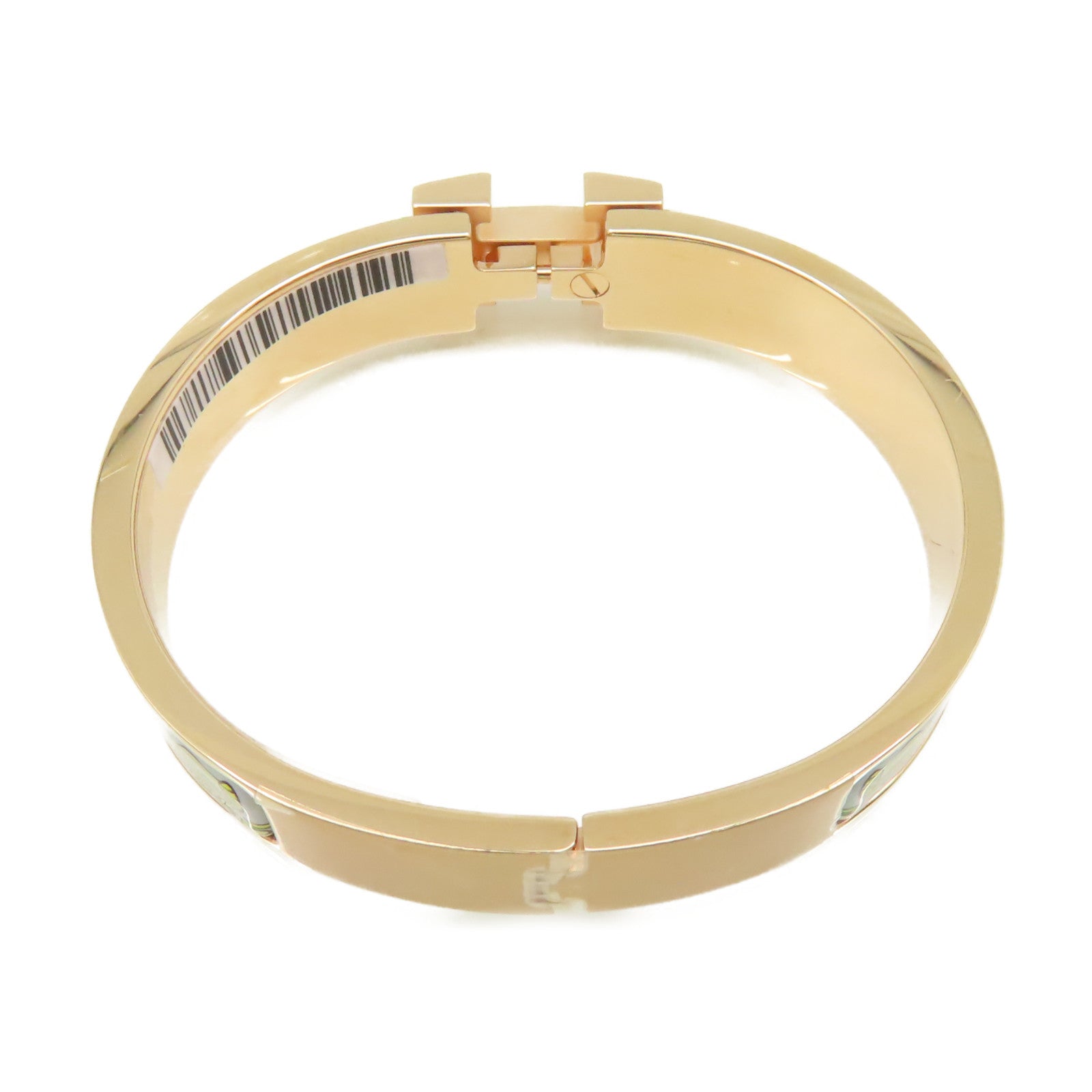 HERMES 金屬/陶瓷H Bangle金扣手鐲金色/灰色/彩色