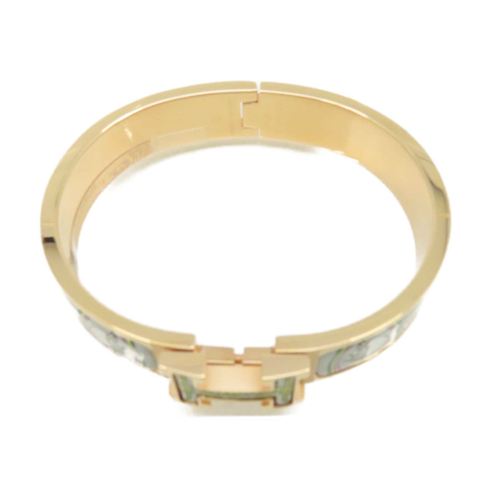 HERMES 金屬/陶瓷H Bangle金扣手鐲金色/灰色/彩色