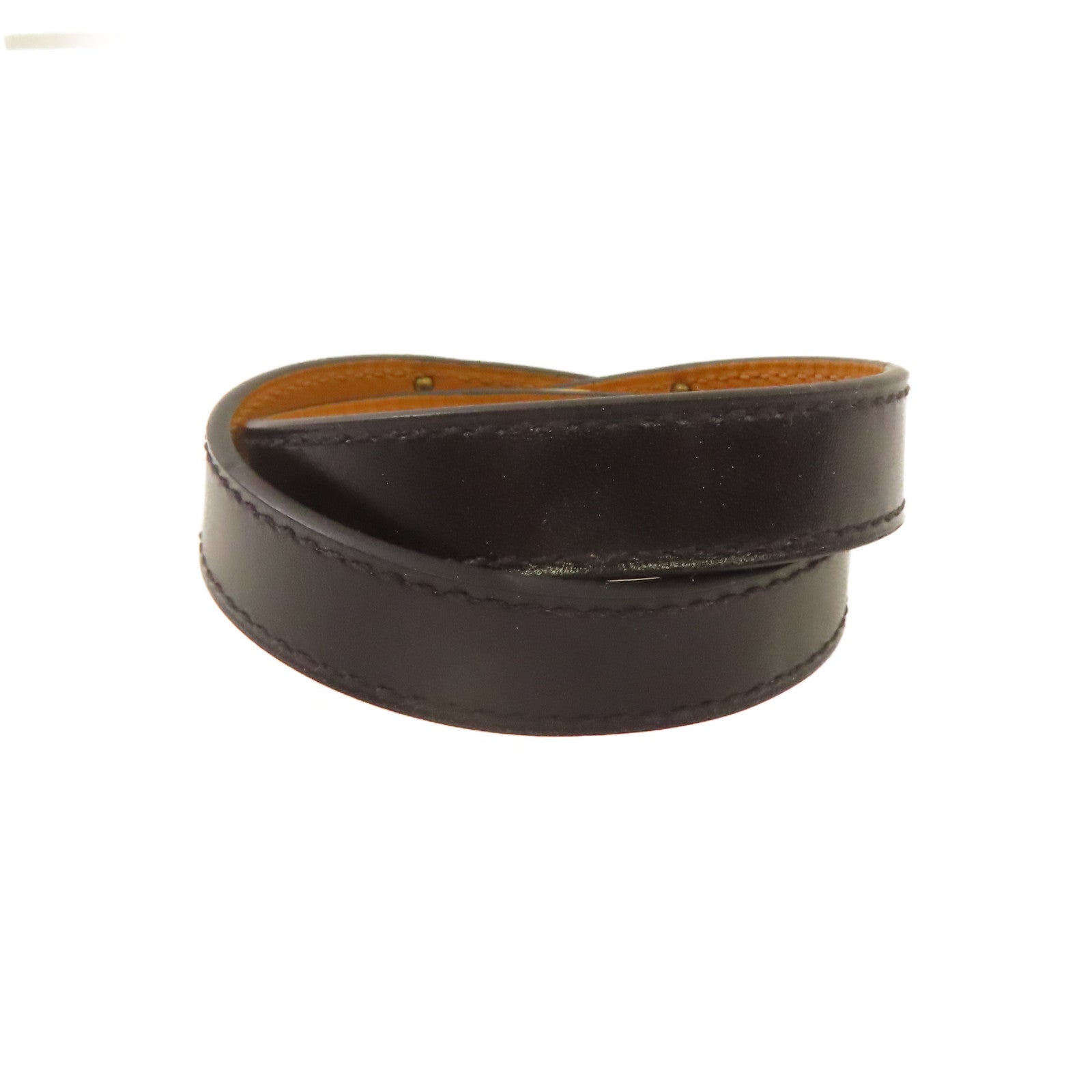 HERMES Box Calf皮革Kelly Double Tour S Bracelet金扣手鏈黑色/金色