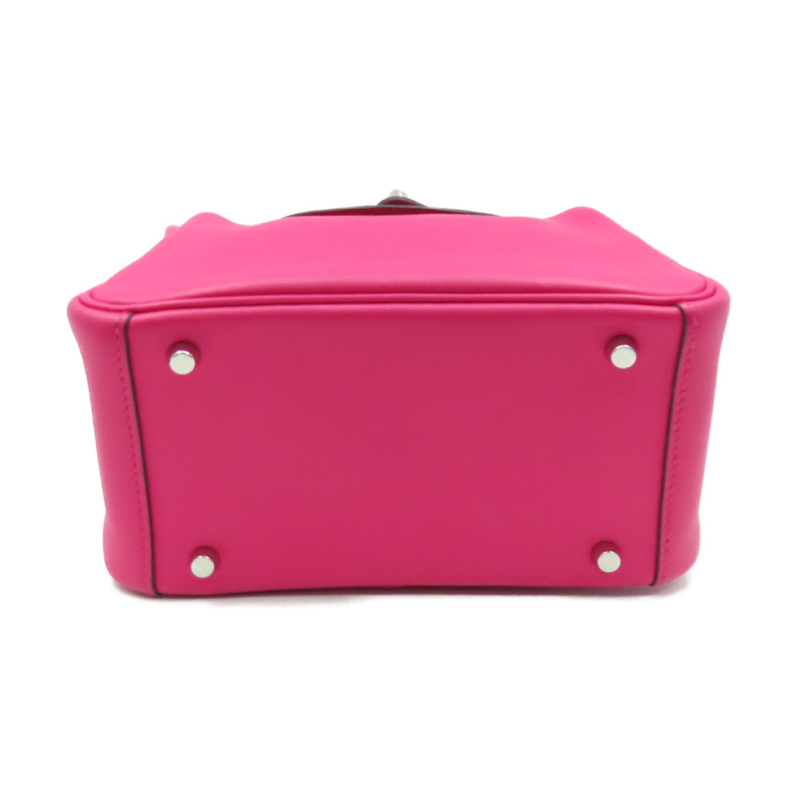 HERMES Swift皮革Mini Lindy Shoulder Bag銀扣手挽肩背兩用袋Rose Extreme桃紅色/Rose Extremer心紅色