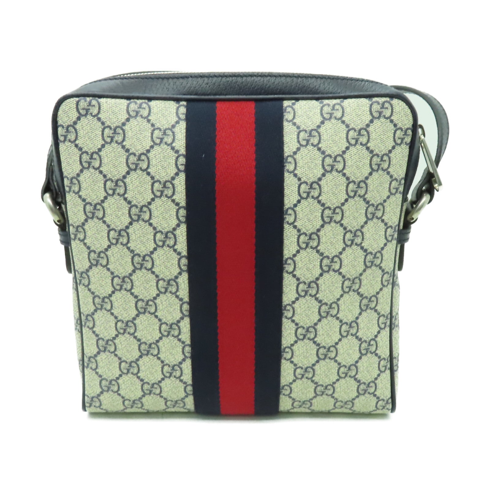 GUCCI 塗層帆布Ophidia GG Small Messenger銀扣肩背袋米色/藍色
