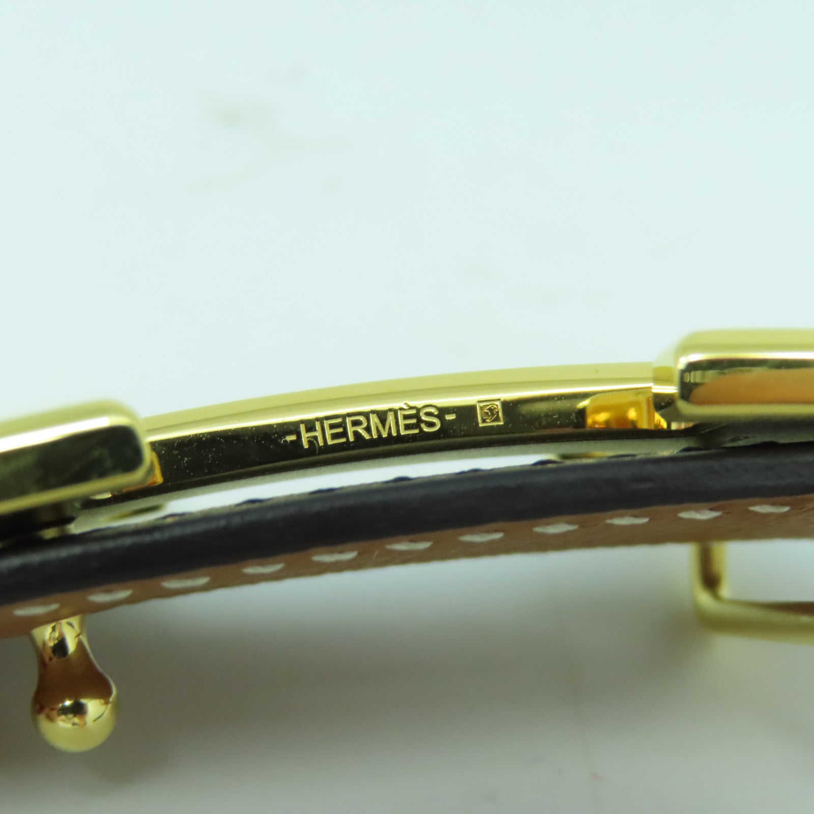 HERMES Swift皮革/Epsom皮革Belt 80cm金扣皮帶黑色