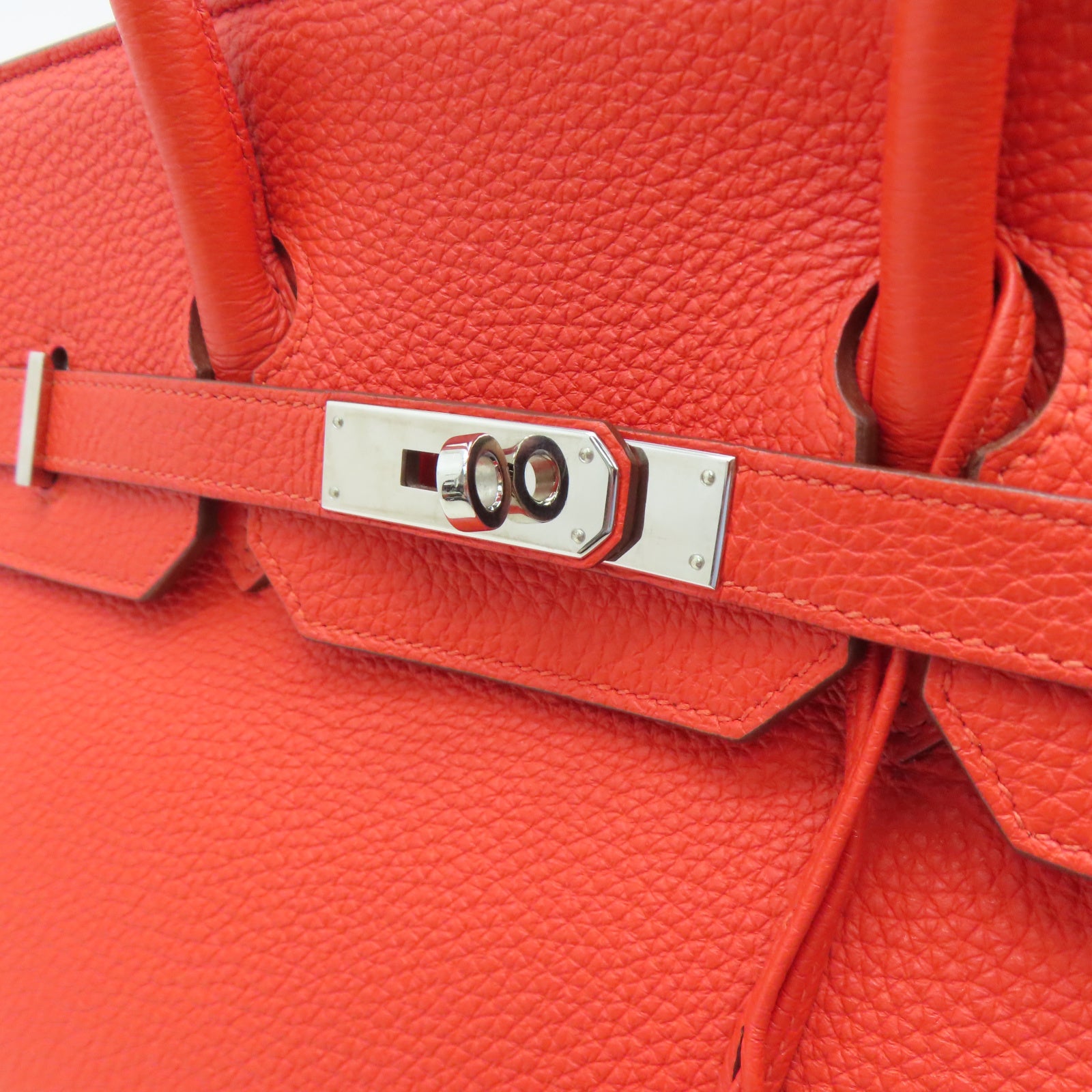HERMES 【激減優惠】Togo皮革Birkin 35銀扣手挽袋火橘色