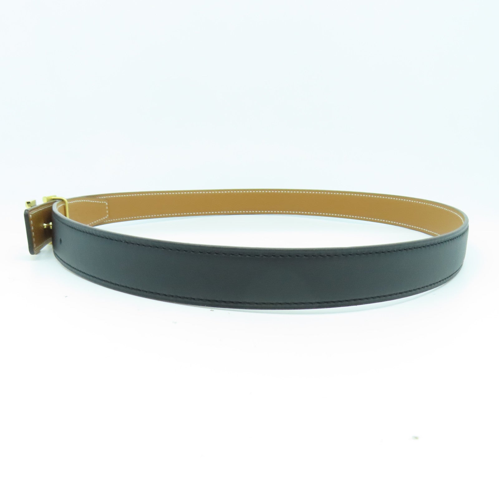 HERMES Swift皮革/Epsom皮革Belt 80cm金扣皮帶黑色