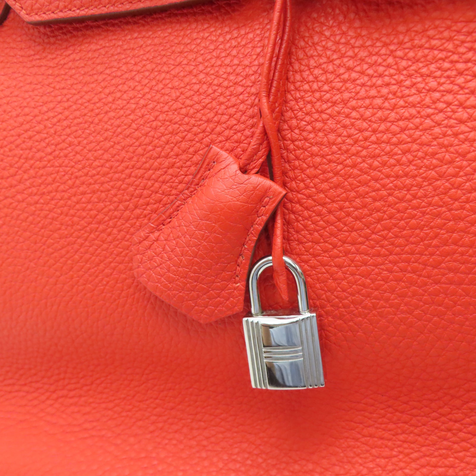 HERMES 【激減優惠】Togo皮革Birkin 35銀扣手挽袋火橘色
