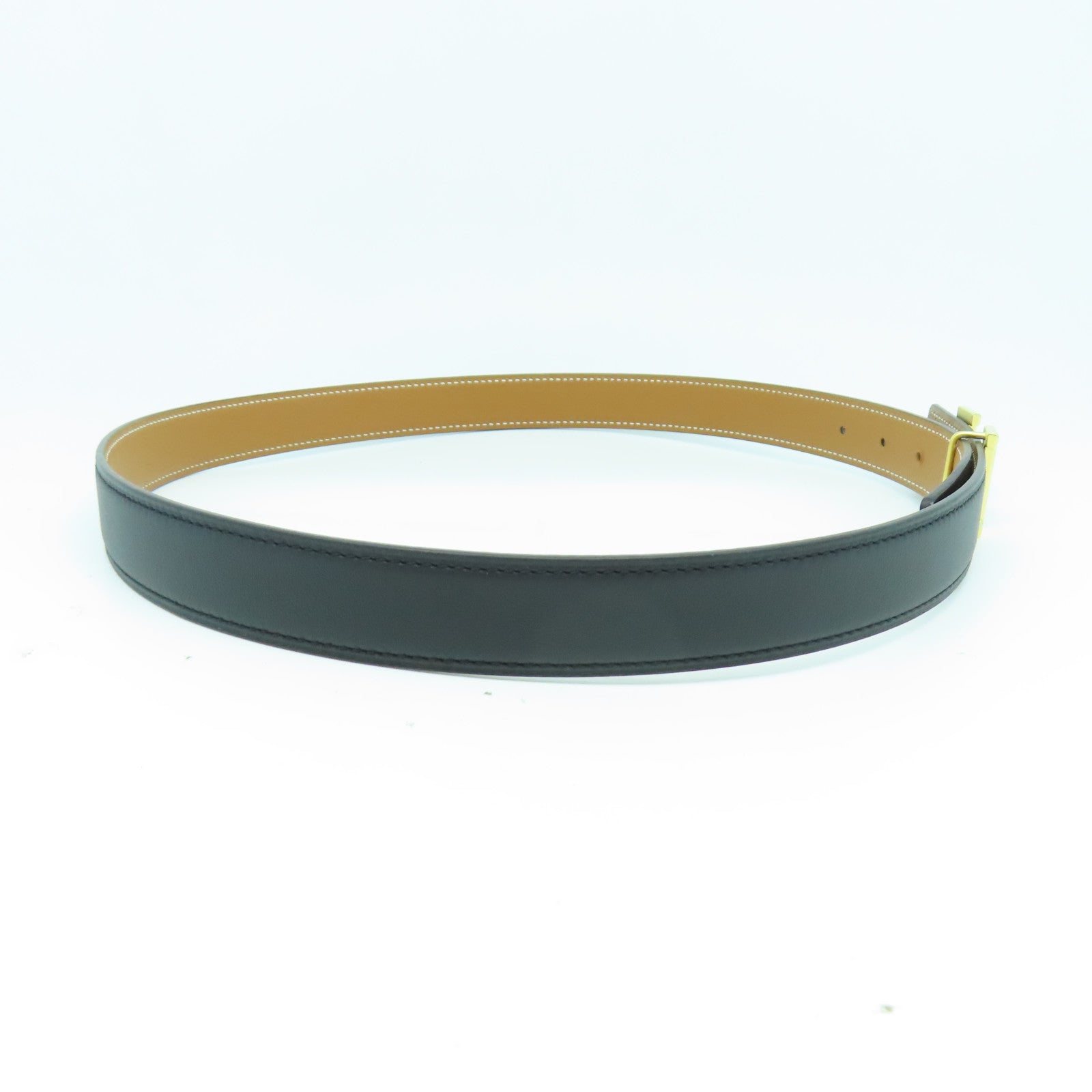 HERMES Swift皮革/Epsom皮革Belt 80cm金扣皮帶黑色