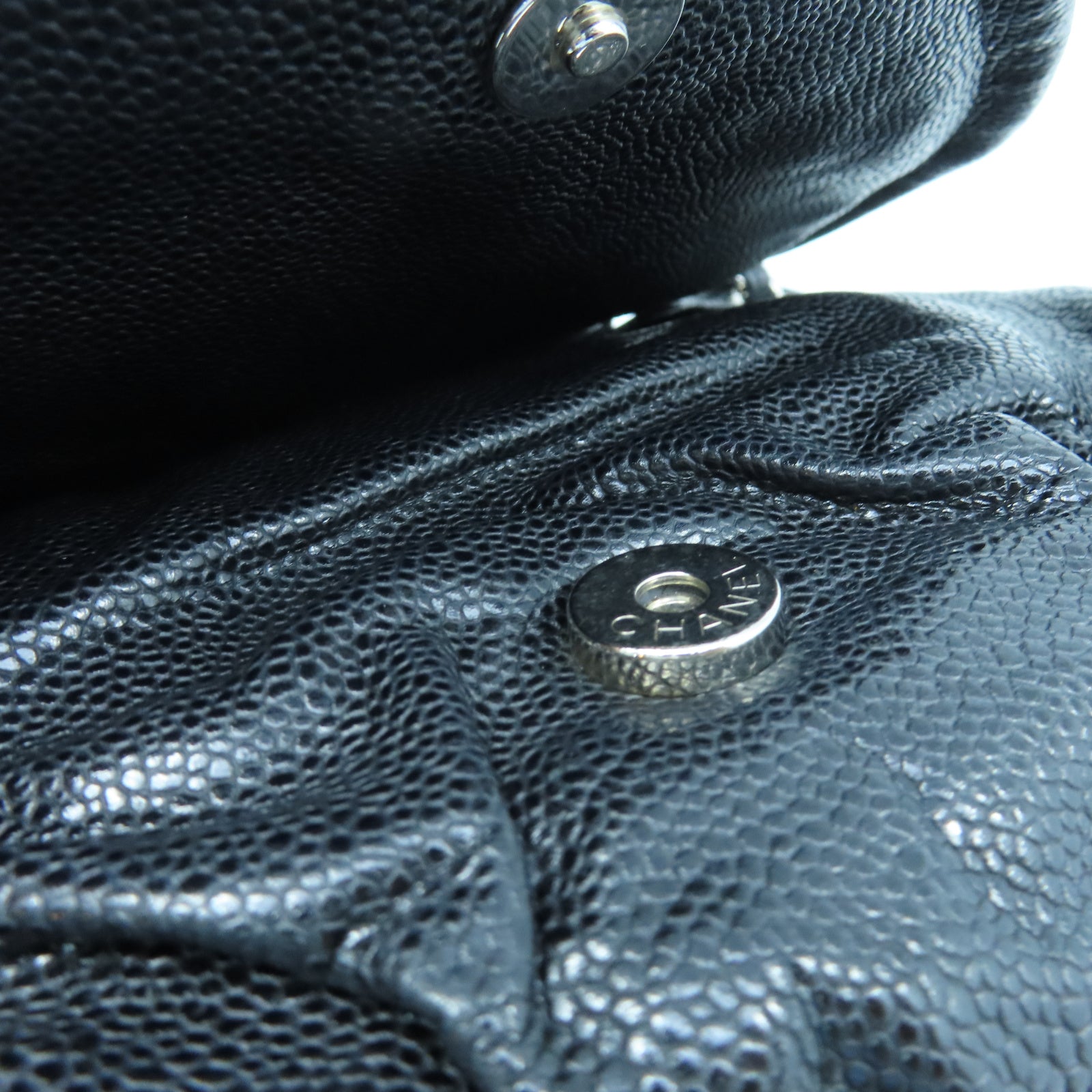 CHANEL 菱格牛皮皮革Shoulder Bag銀扣鏈帶肩背袋黑色