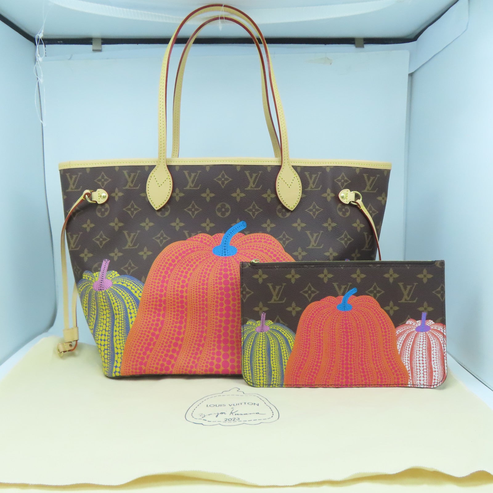 LOUIS VUITTON Monogram Lv x YK Neverfull MM金扣肩背袋啡色