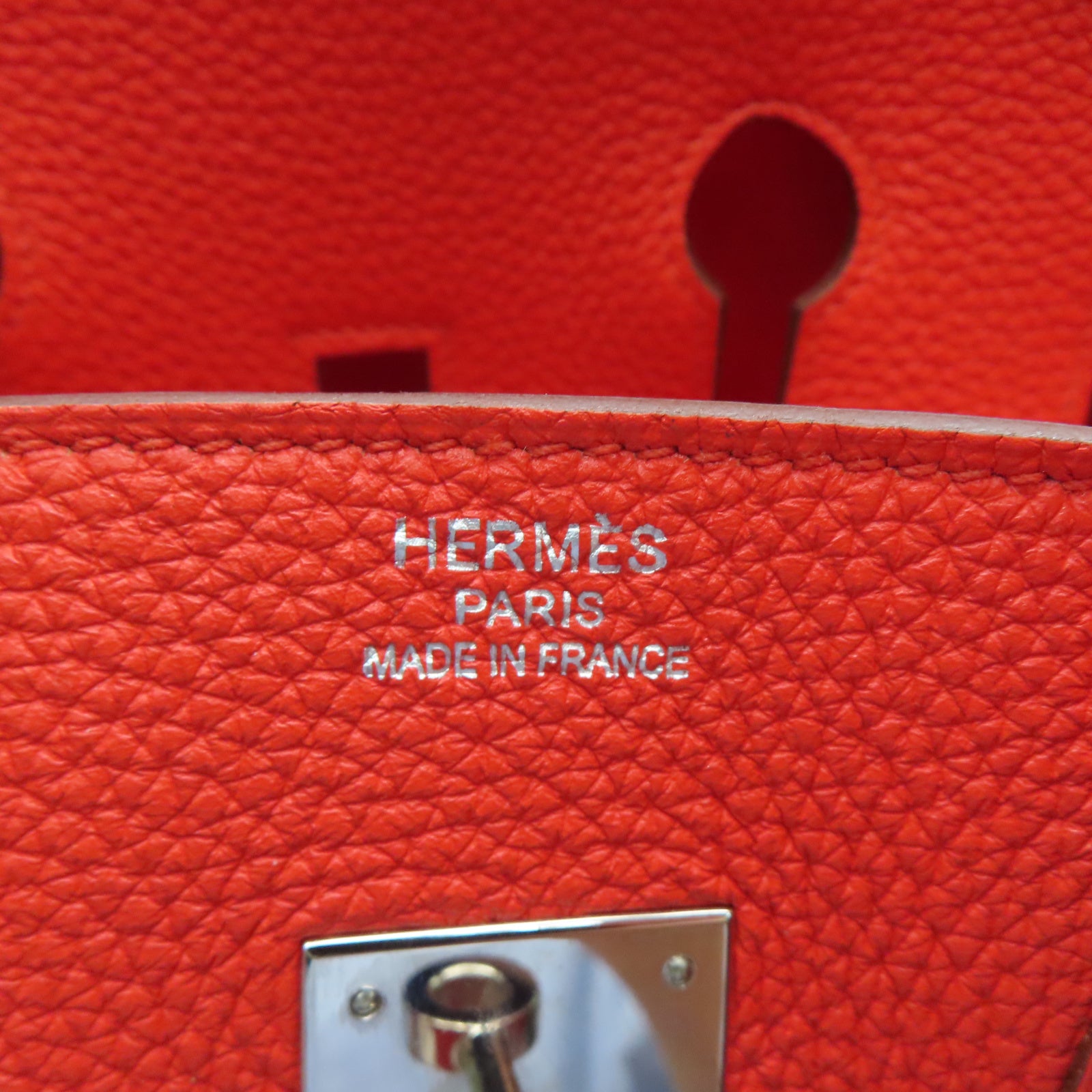 HERMES 【激減優惠】Togo皮革Birkin 35銀扣手挽袋火橘色