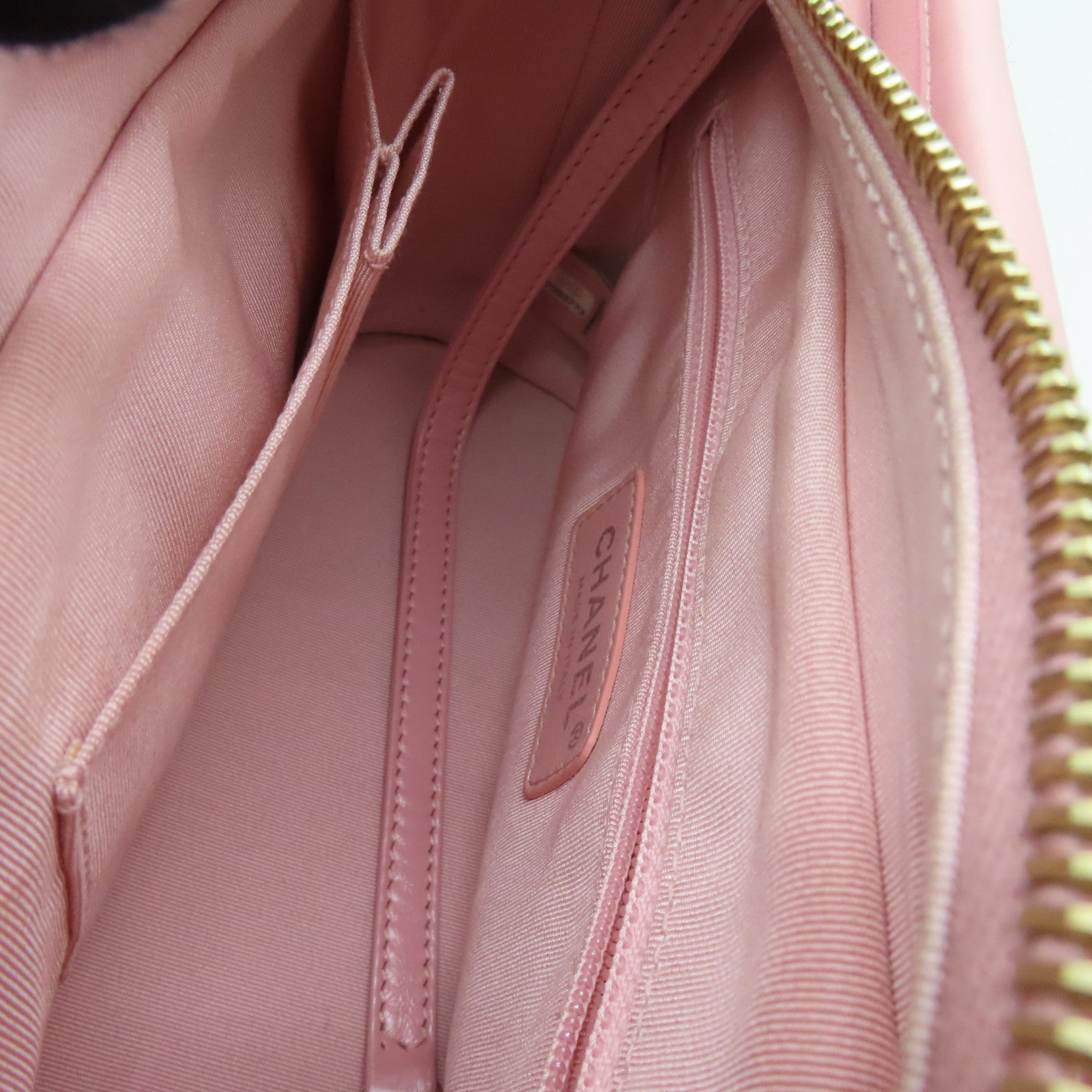 CHANEL 斜紋軟呢/牛皮皮革Small Gabrielle金扣/銀扣鏈帶肩背袋粉紅色