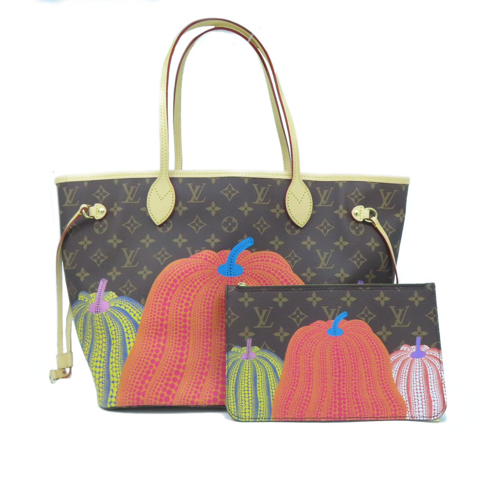 LOUIS VUITTON Monogram Lv x YK Neverfull MM金扣肩背袋啡色