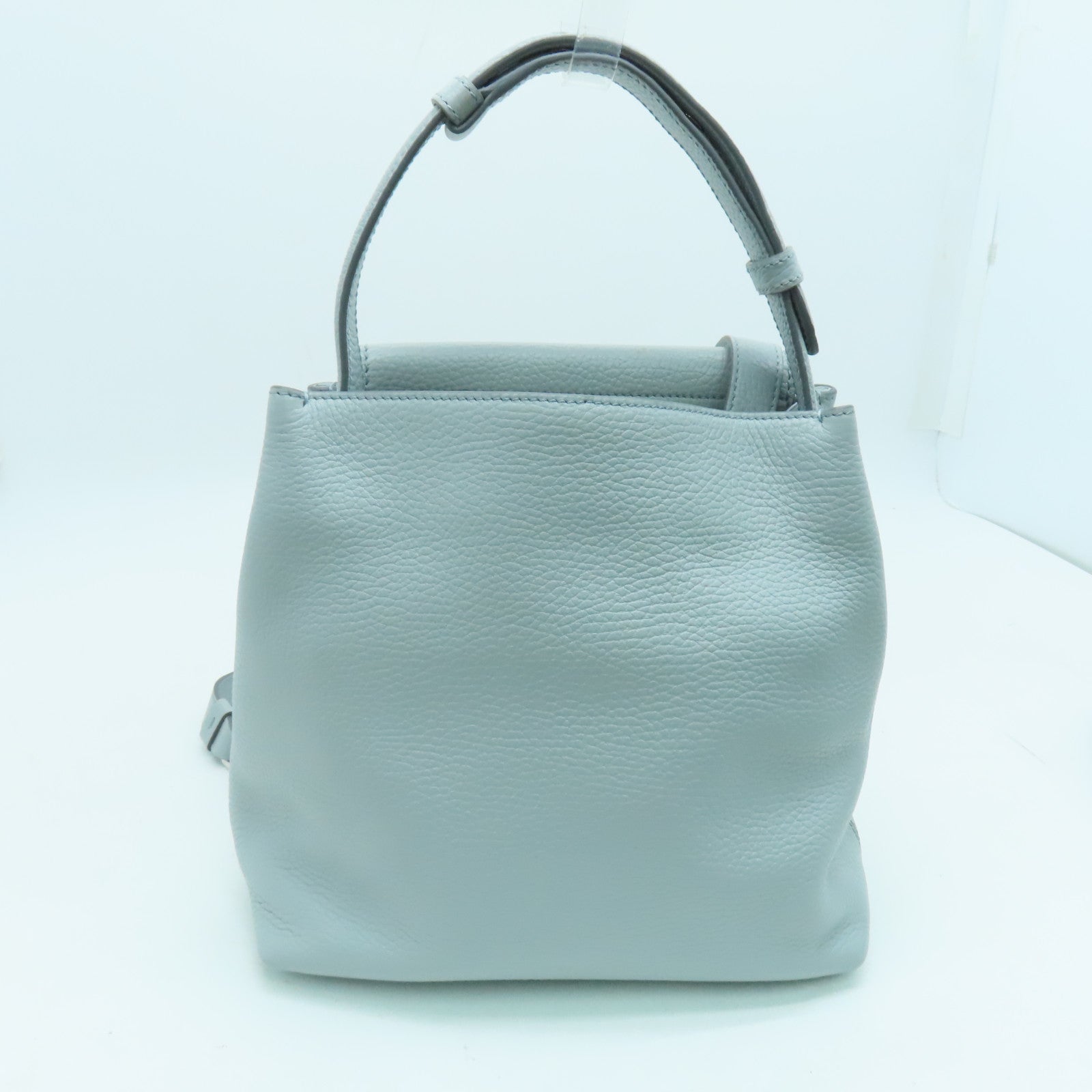 TOD’S 牛皮皮革2 Way Shoulder手挽肩背兩用袋銀扣淺灰色