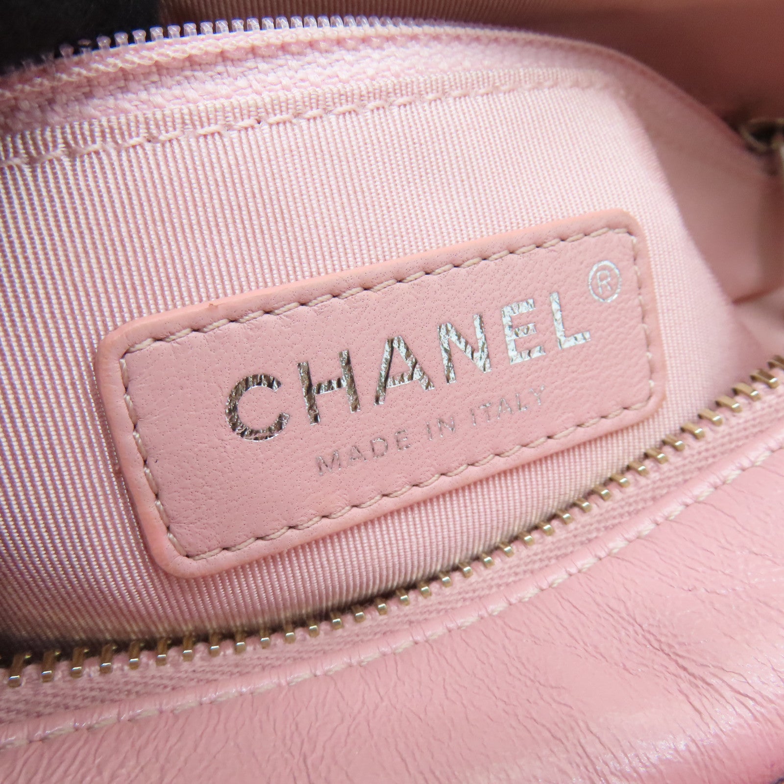 CHANEL 斜紋軟呢/牛皮皮革Small Gabrielle金扣/銀扣鏈帶肩背袋粉紅色