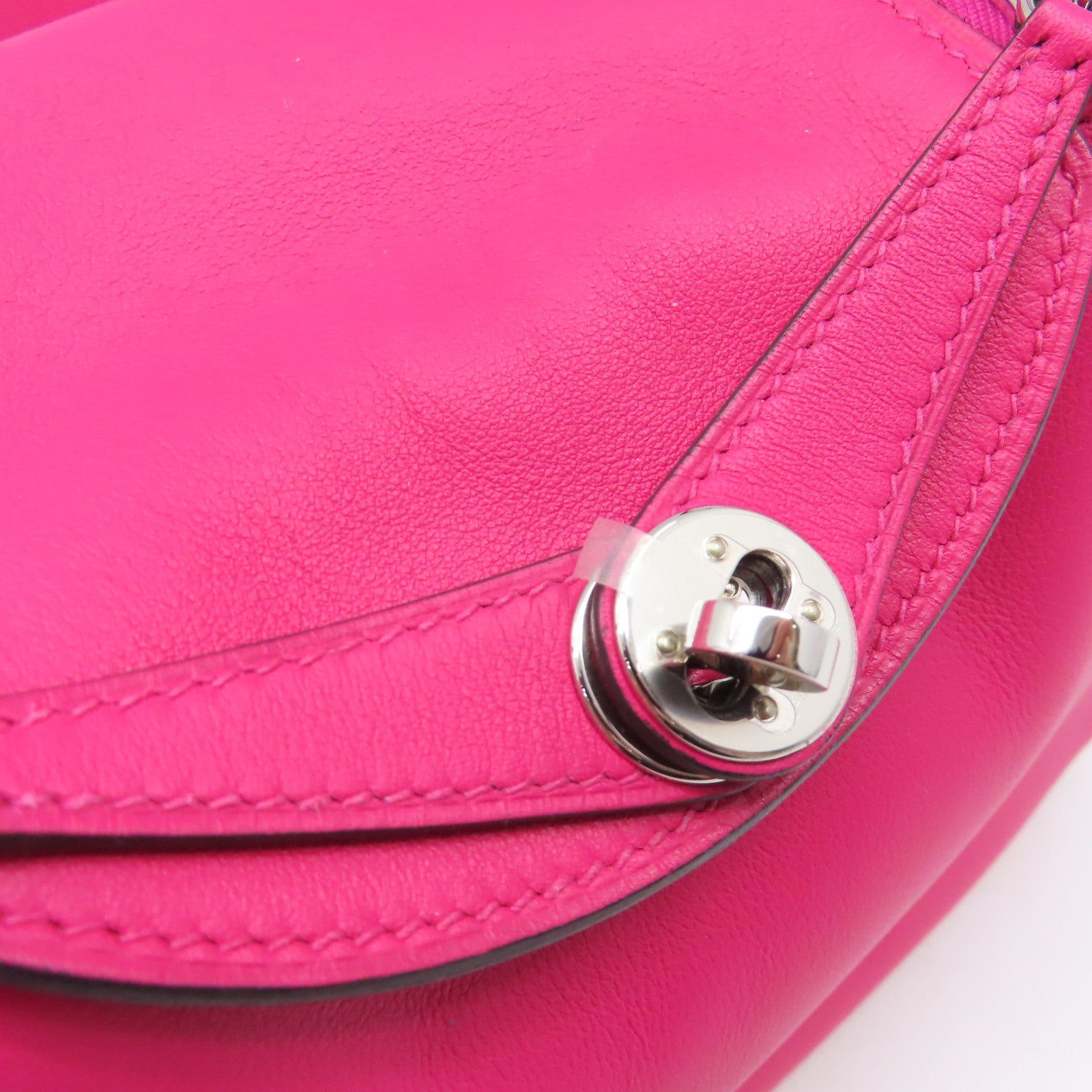 HERMES Swift皮革Mini Lindy Shoulder Bag銀扣手挽肩背兩用袋Rose Extreme桃紅色/Rose Extremer心紅色