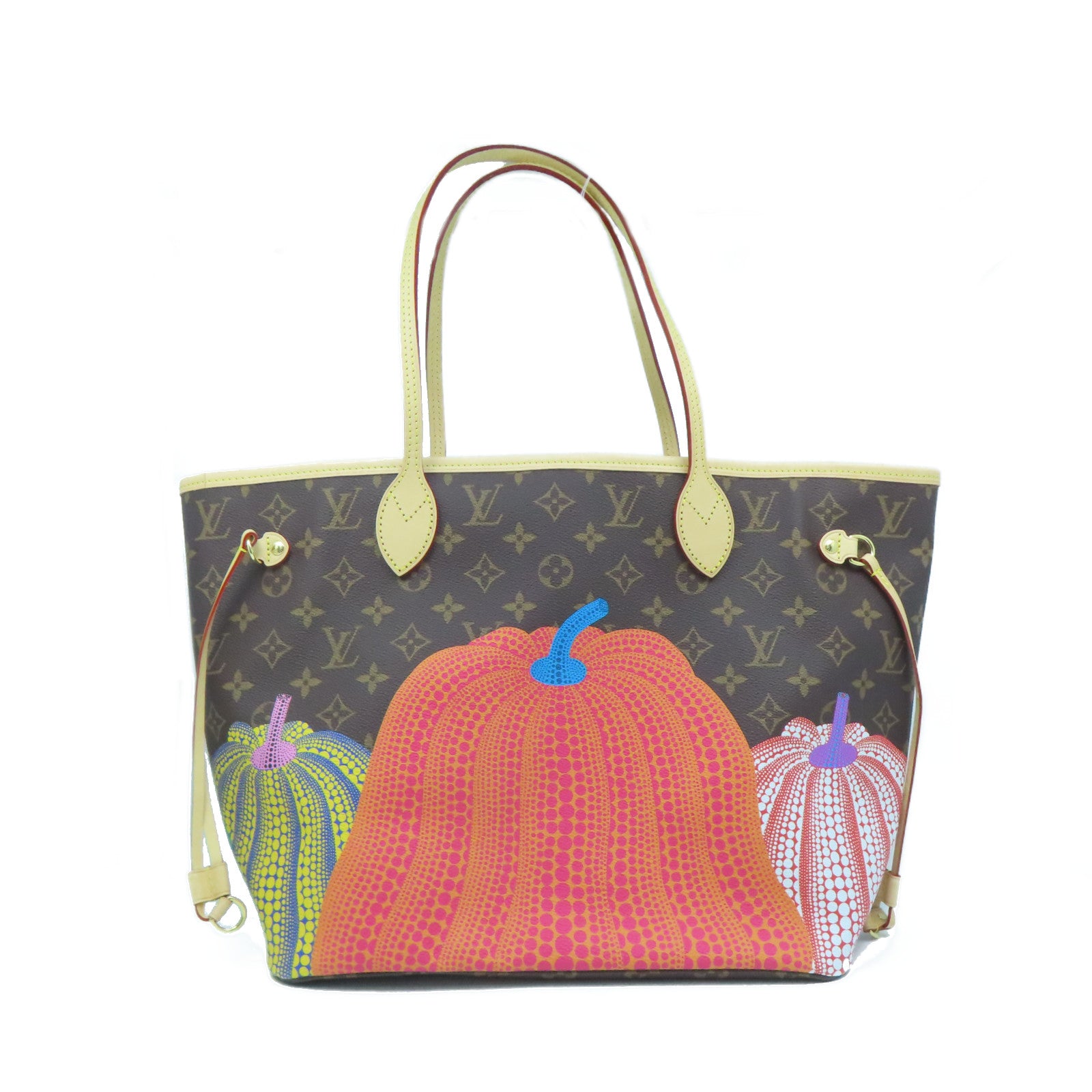 LOUIS VUITTON Monogram Lv x YK Neverfull MM金扣肩背袋啡色