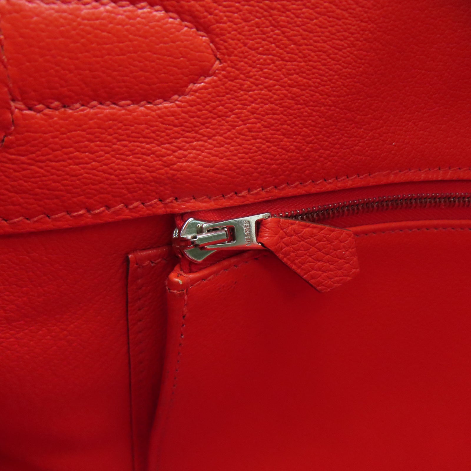 HERMES 【激減優惠】Togo皮革Birkin 35銀扣手挽袋火橘色