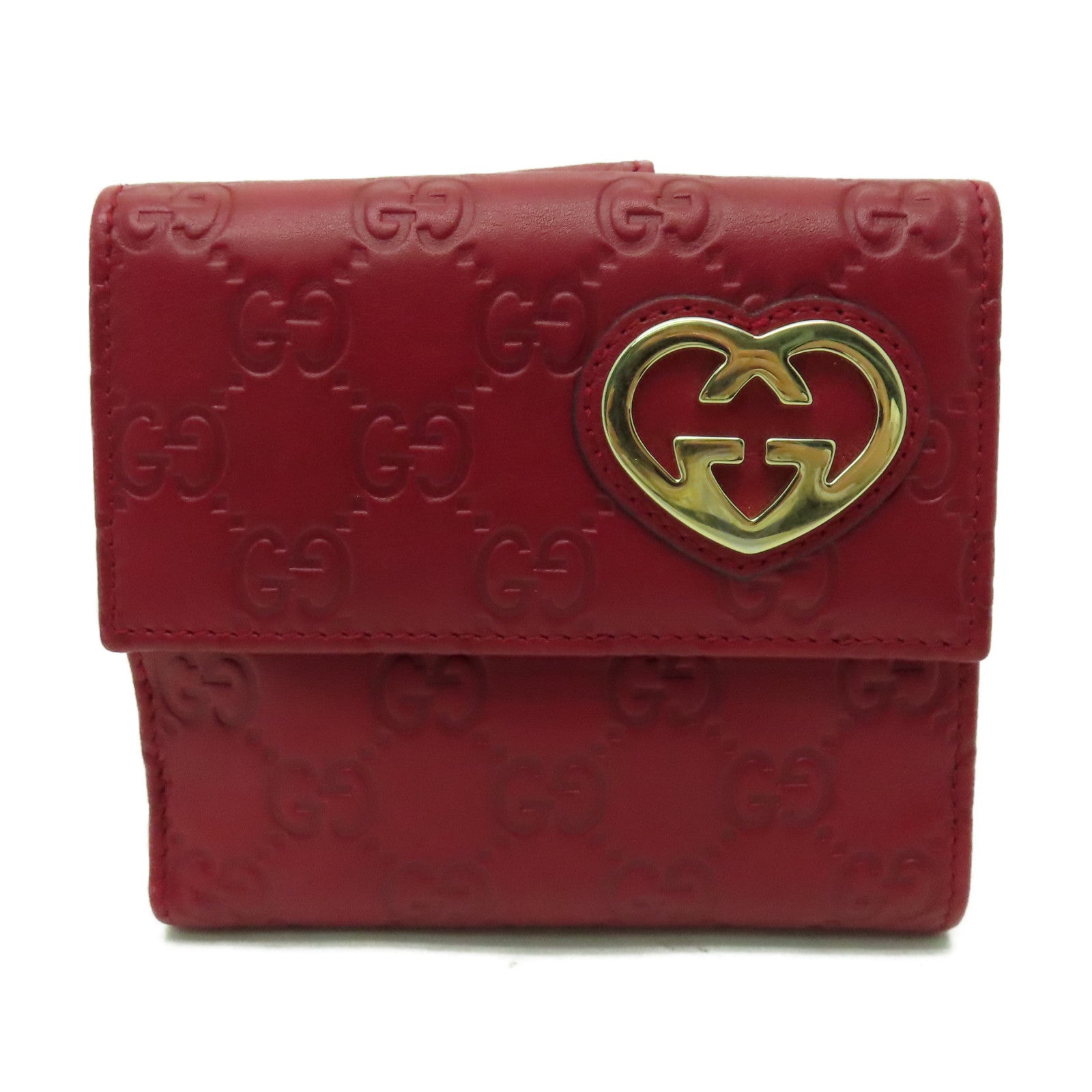 GUCCI 牛皮皮革Wallet金扣錢包紅色