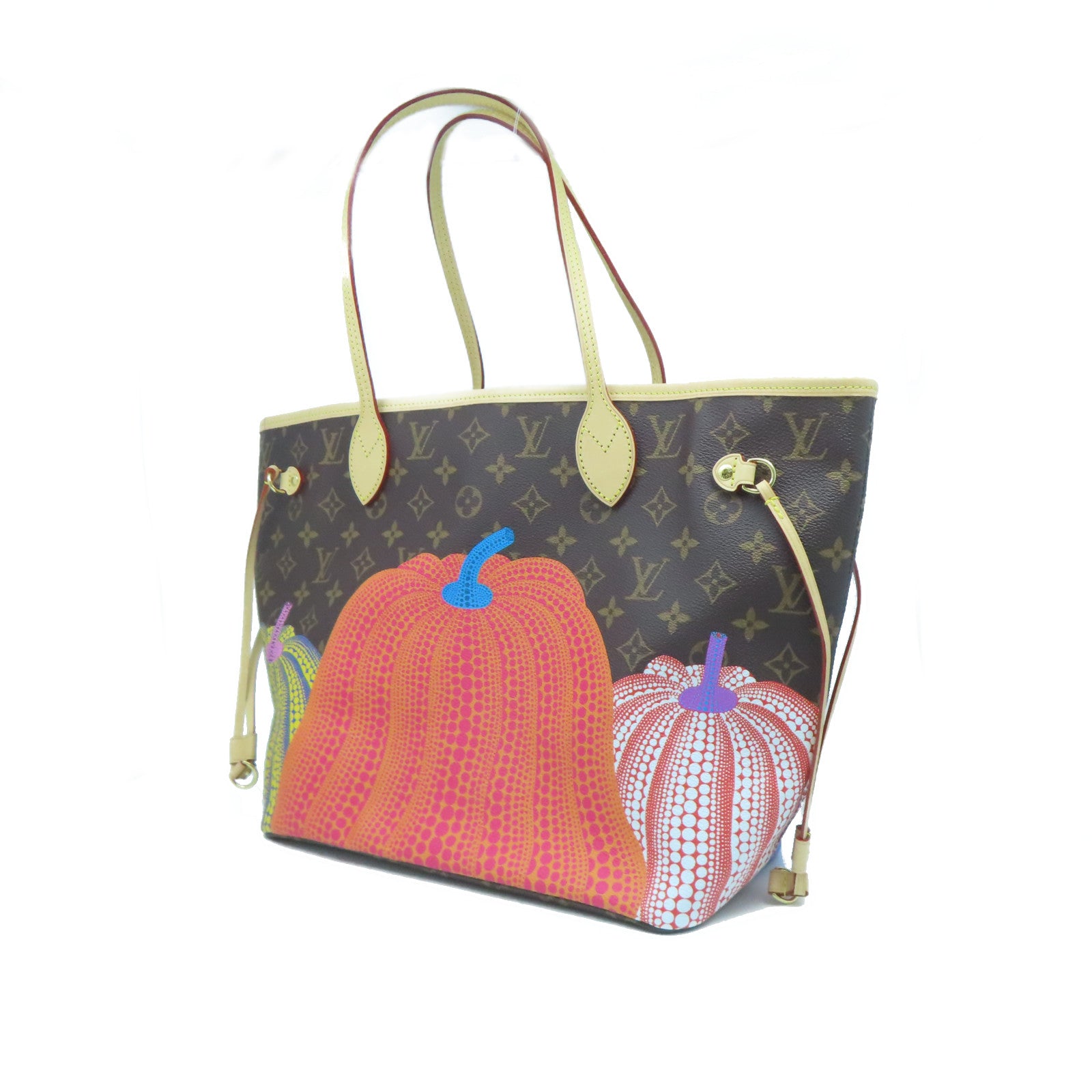 LOUIS VUITTON Monogram Lv x YK Neverfull MM金扣肩背袋啡色