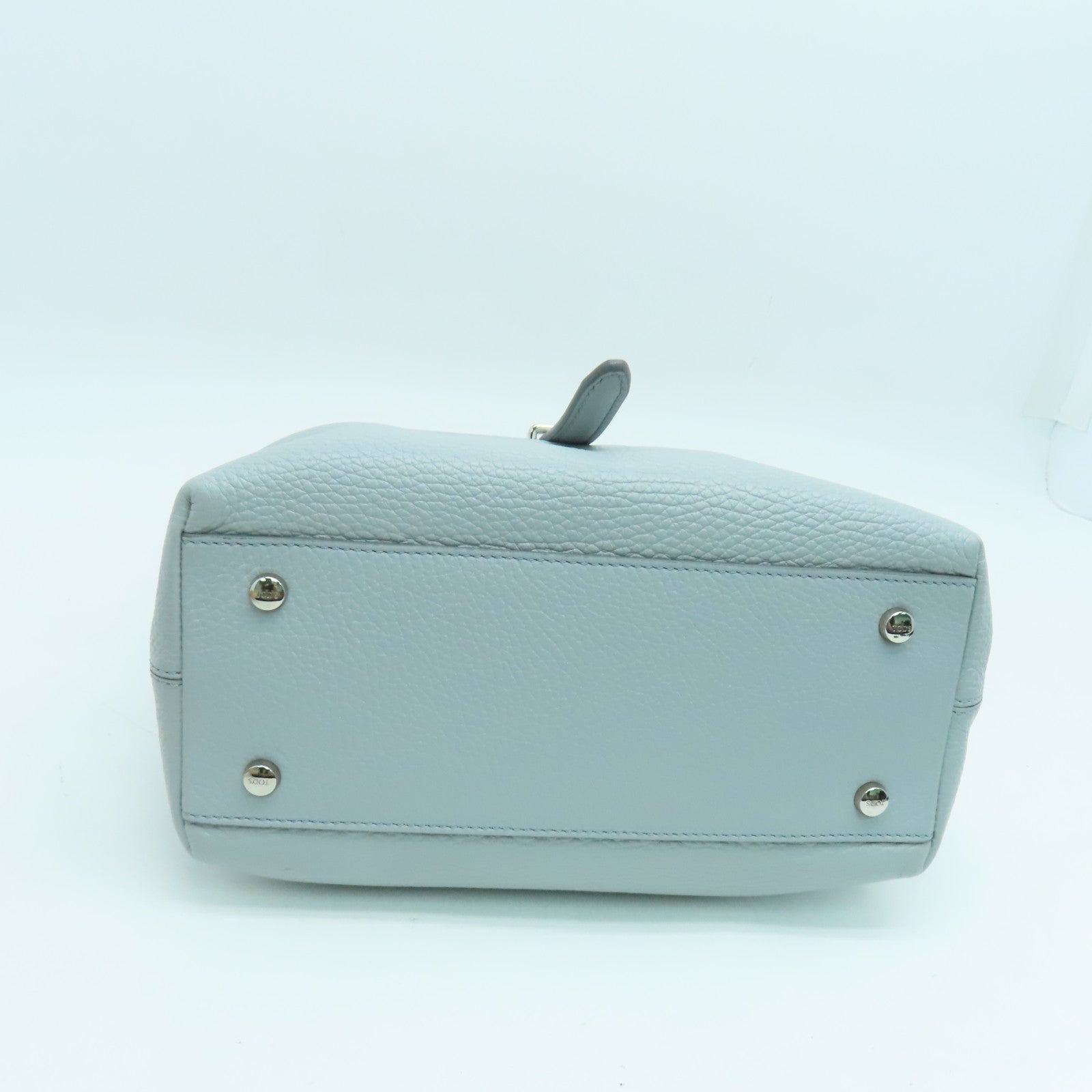 TOD’S 牛皮皮革2 Way Shoulder手挽肩背兩用袋銀扣淺灰色