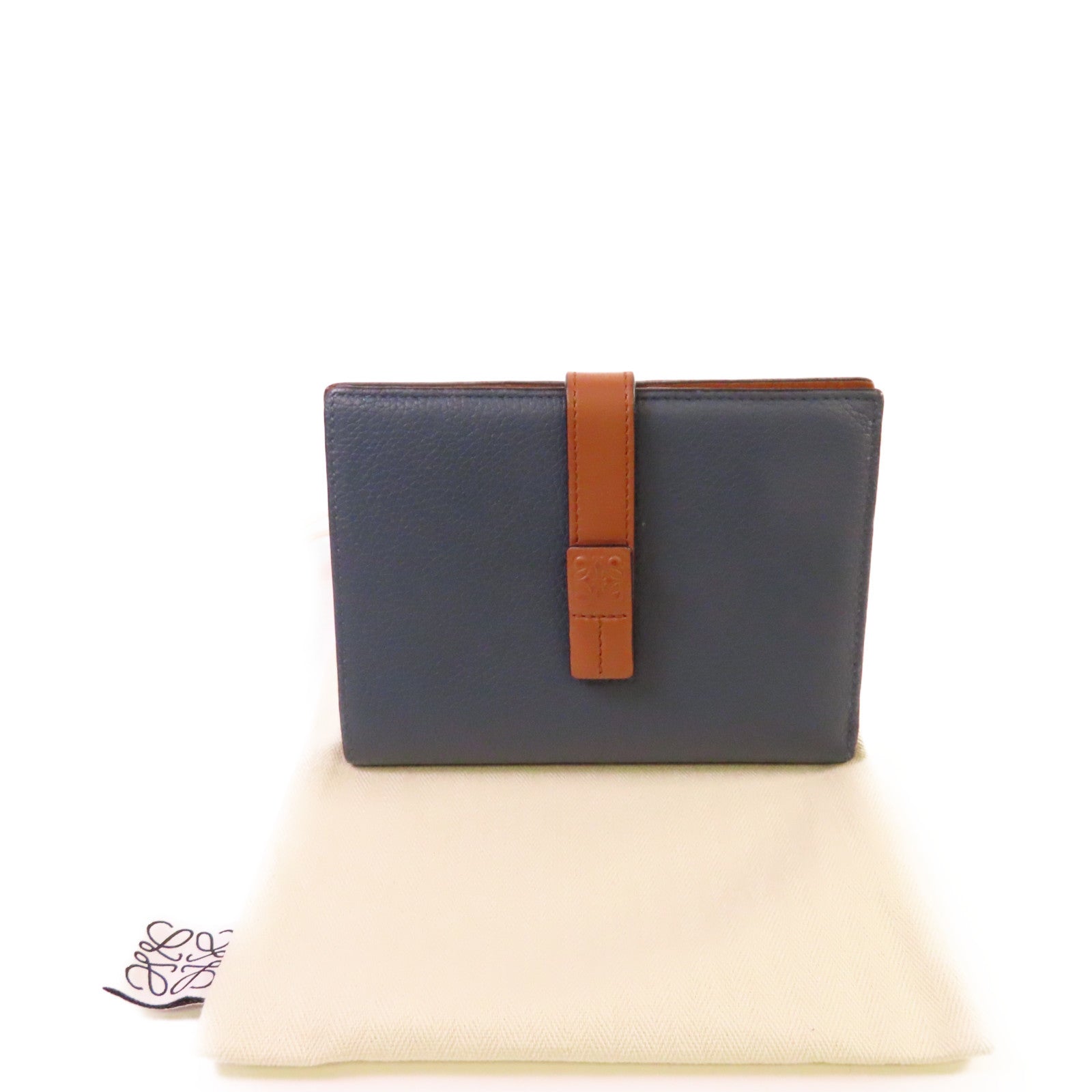 LOEWE 牛皮皮革Small Vertical Wallet短錢包藍色/啡色