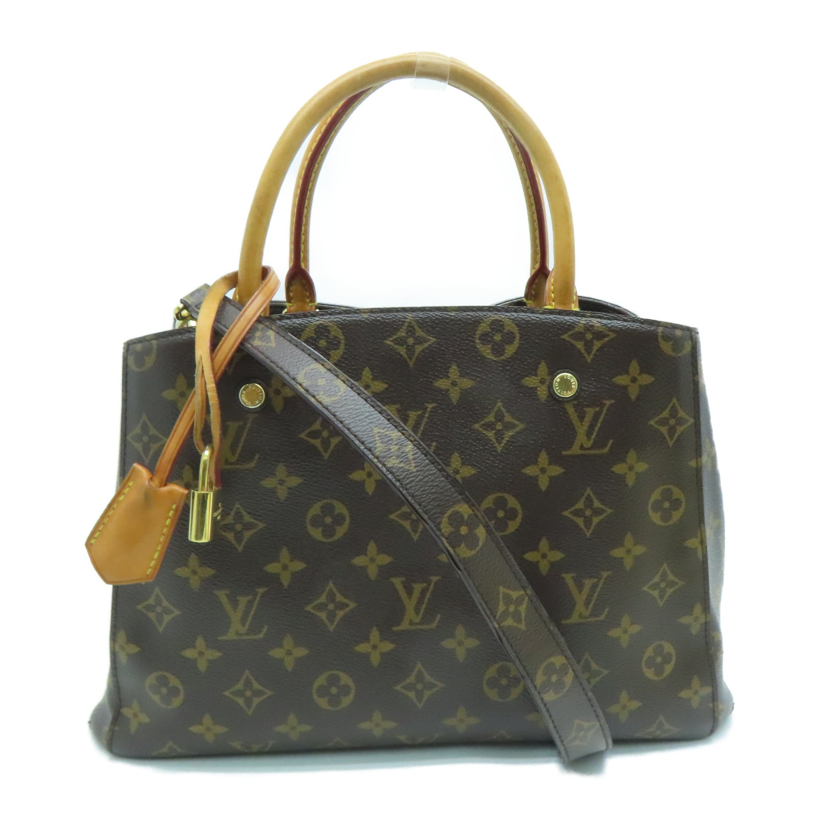 LOUIS VUITTON Monogram Montaigne MM金扣手挽袋啡色