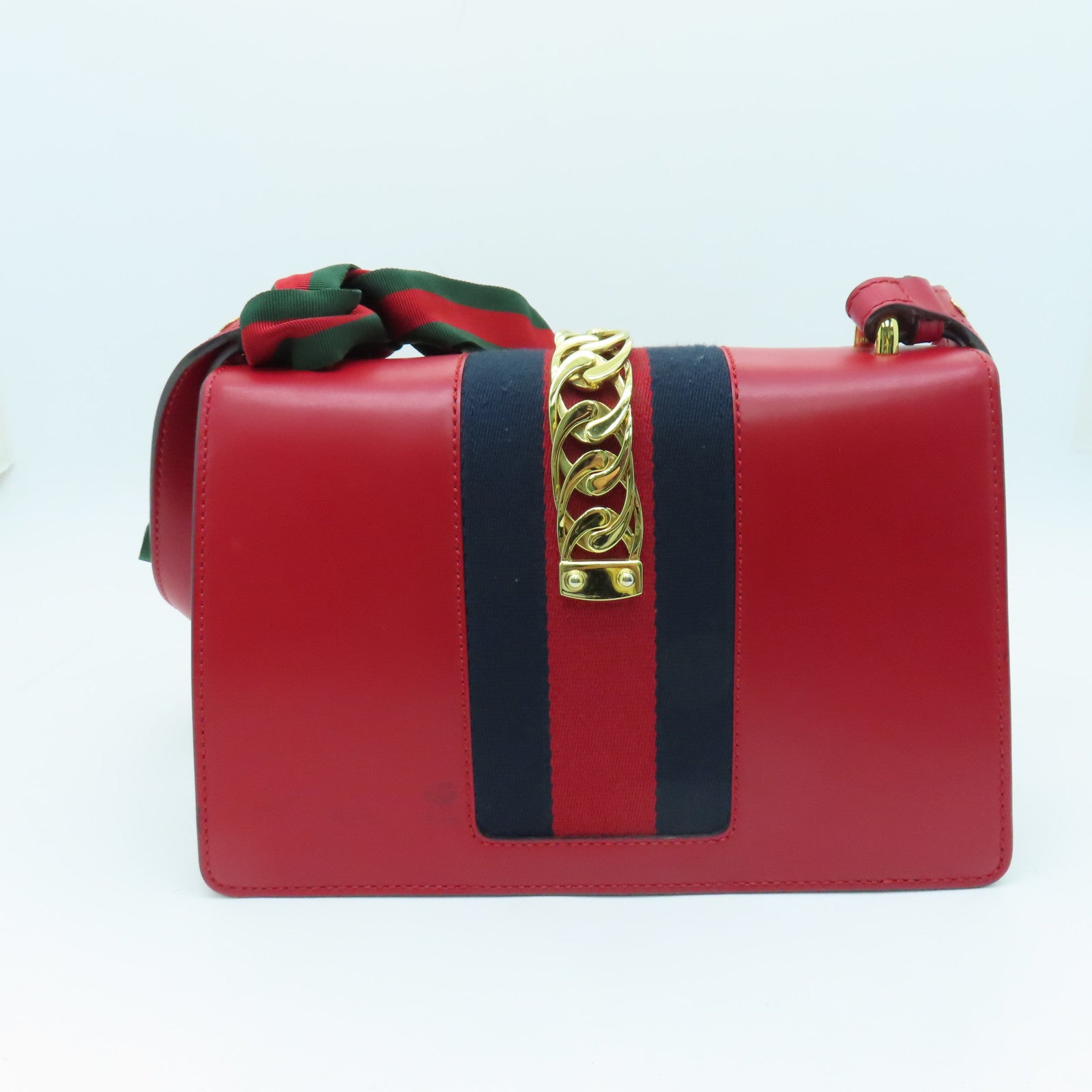 GUCCI 【激減優惠】牛皮皮革Sylvie金扣肩背袋紅色