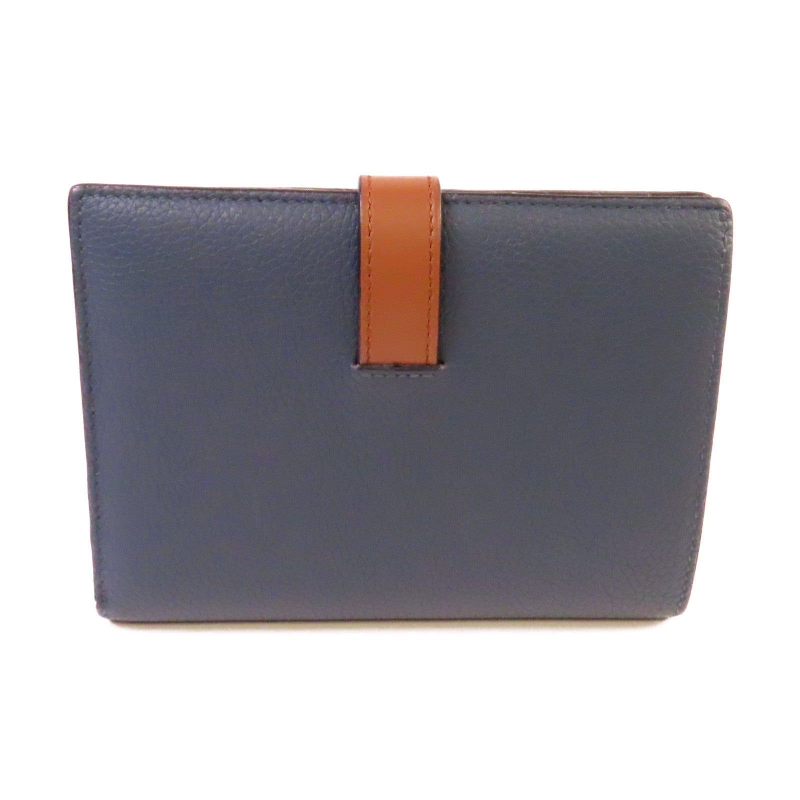 LOEWE 牛皮皮革Small Vertical Wallet短錢包藍色/啡色