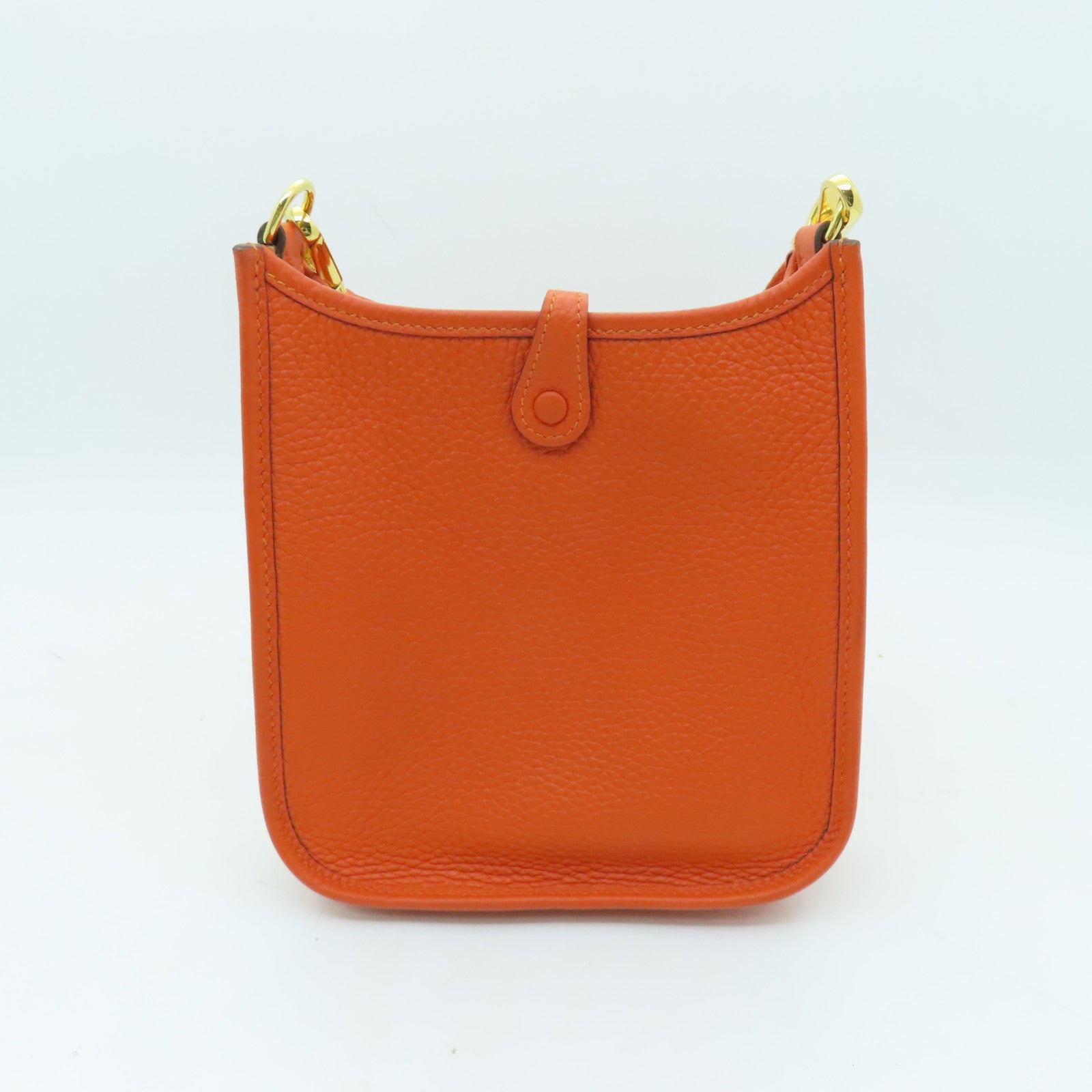 HERMES Clemence皮革Evelyne TPM金扣肩背袋火焰橘