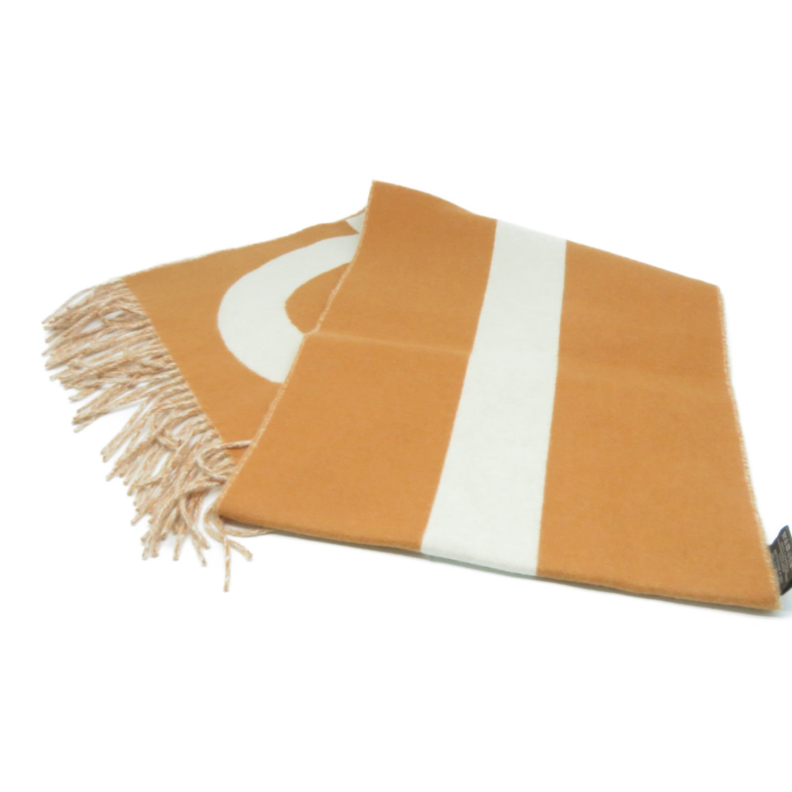 HERMES 羊絨Scarf頸巾奶油白色/橙色