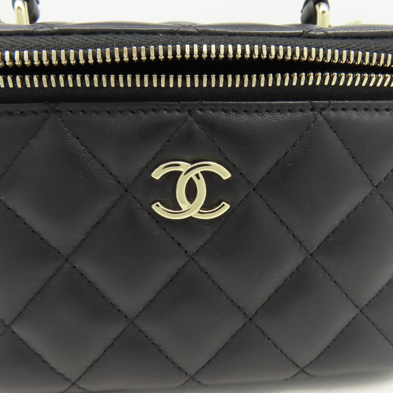 CHANEL 菱格羊皮皮革Chain Shoulder鏈帶肩背袋黑色