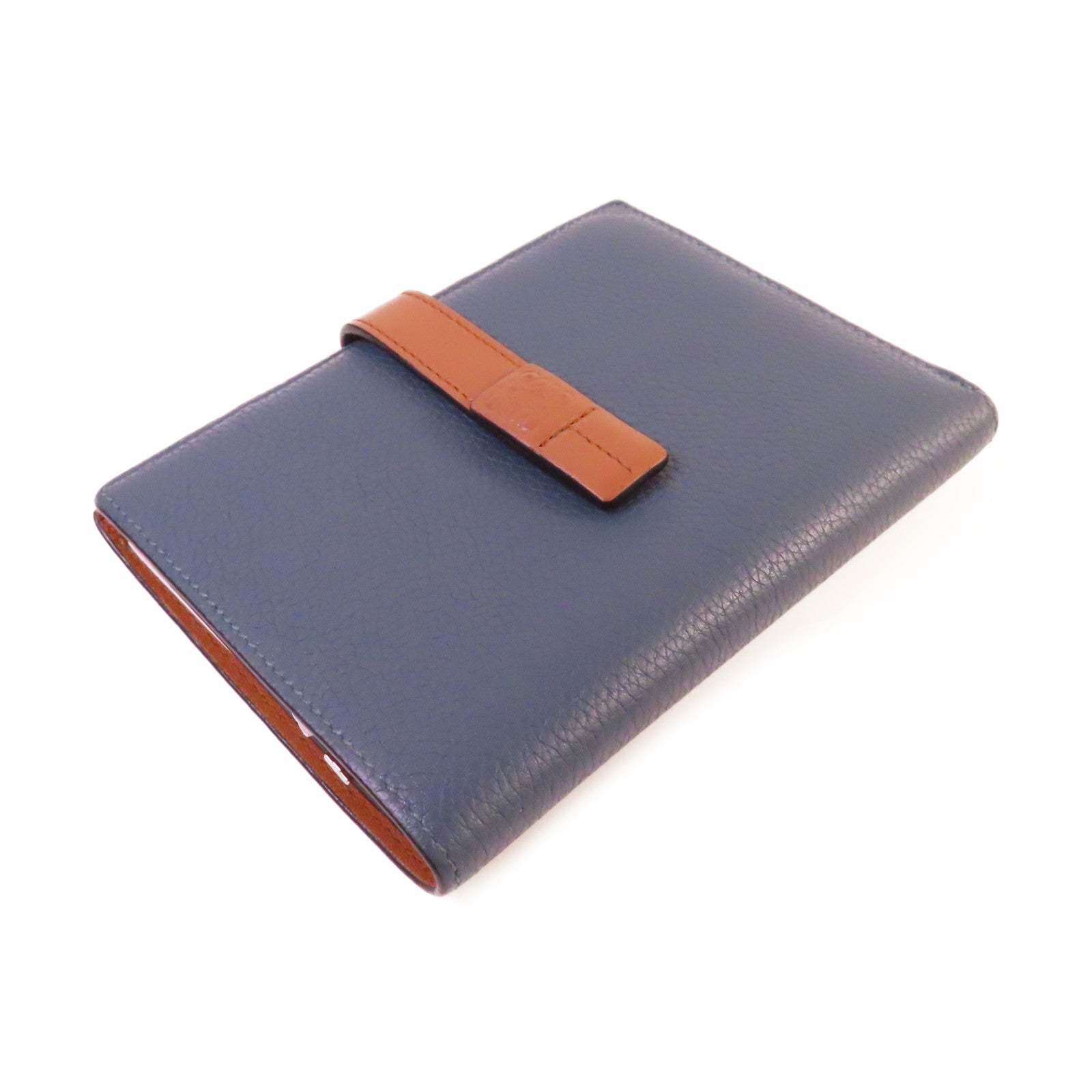 LOEWE 牛皮皮革Small Vertical Wallet短錢包藍色/啡色