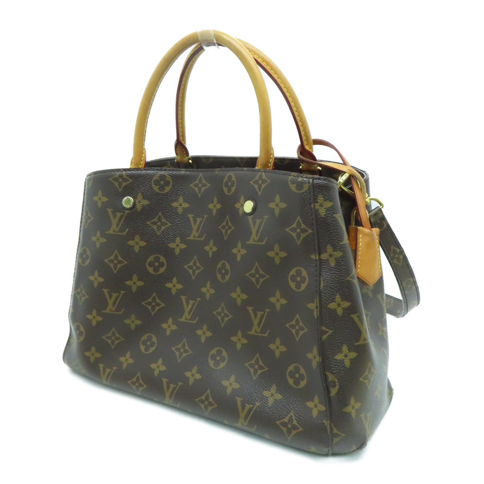 LOUIS VUITTON Monogram Montaigne MM金扣手挽袋啡色