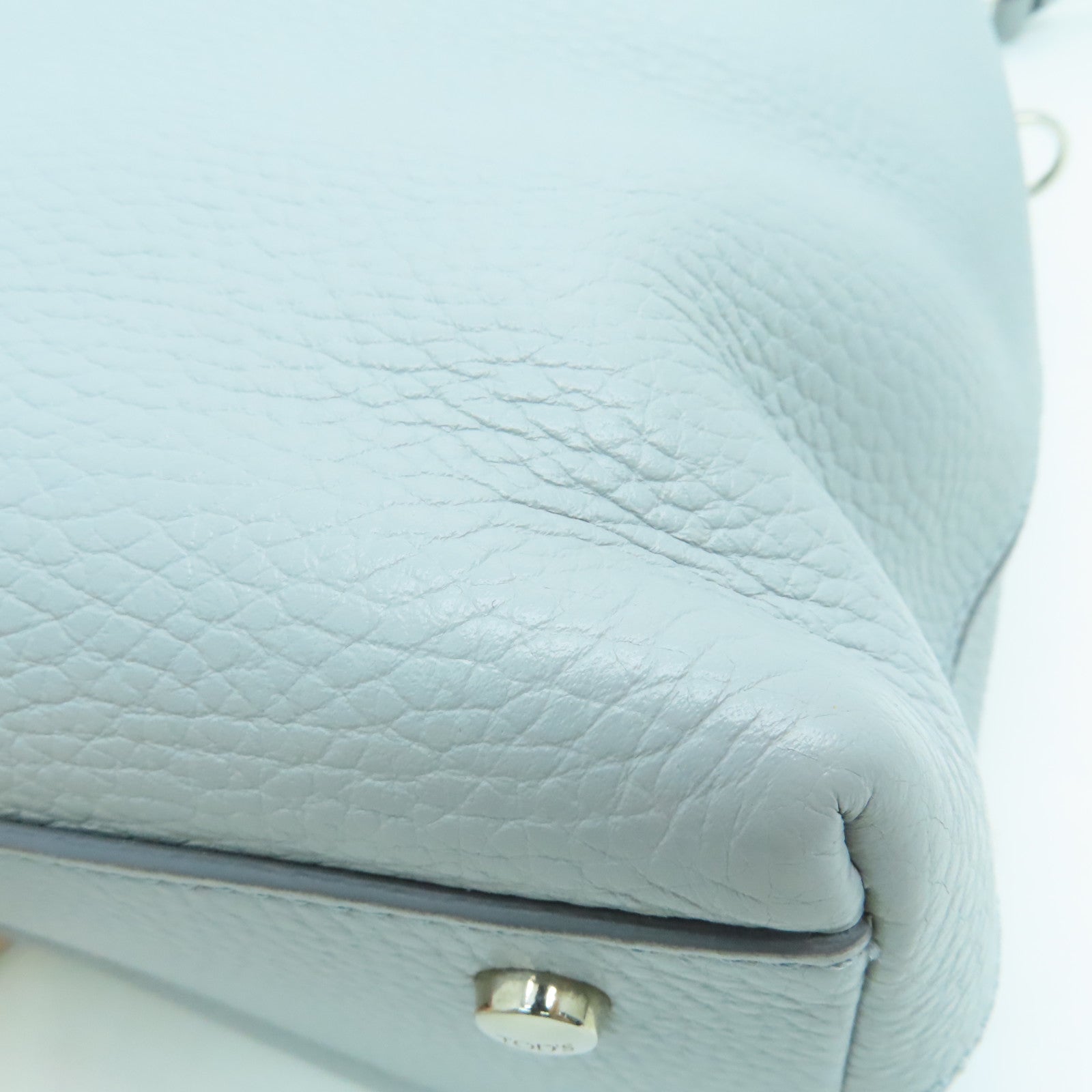 TOD’S 牛皮皮革2 Way Shoulder手挽肩背兩用袋銀扣淺灰色