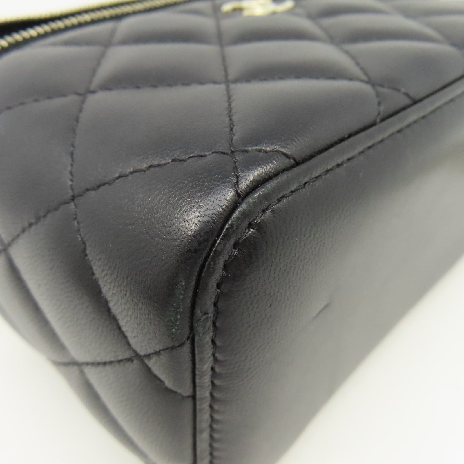 CHANEL 菱格羊皮皮革Chain Shoulder鏈帶肩背袋黑色
