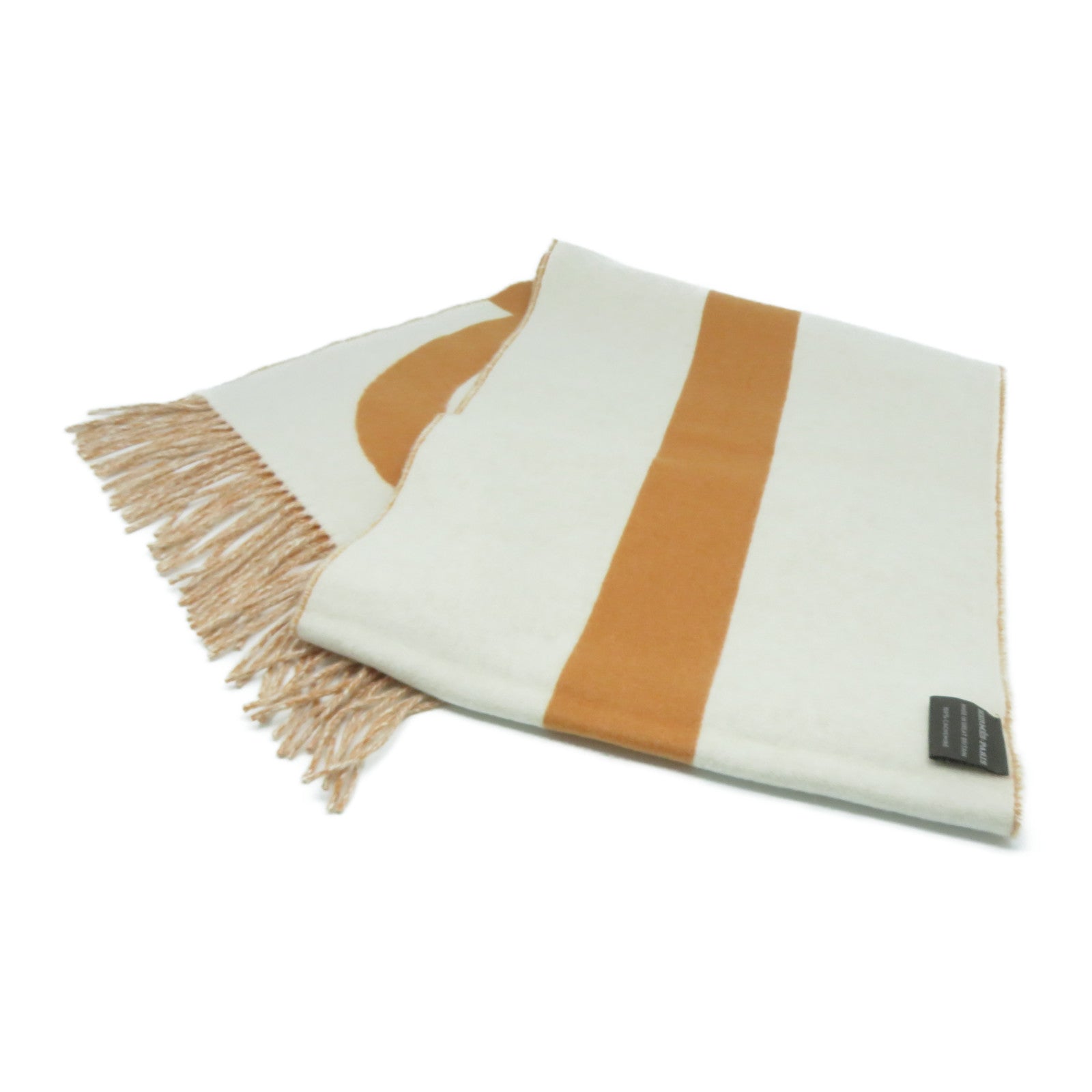 HERMES 羊絨Scarf頸巾奶油白色/橙色