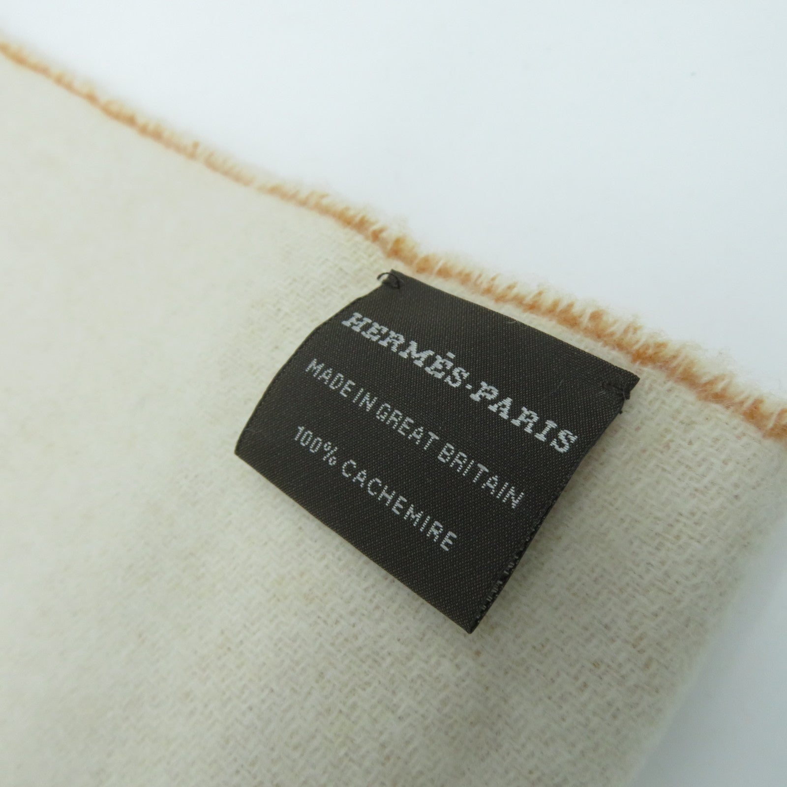HERMES 羊絨Scarf頸巾奶油白色/橙色