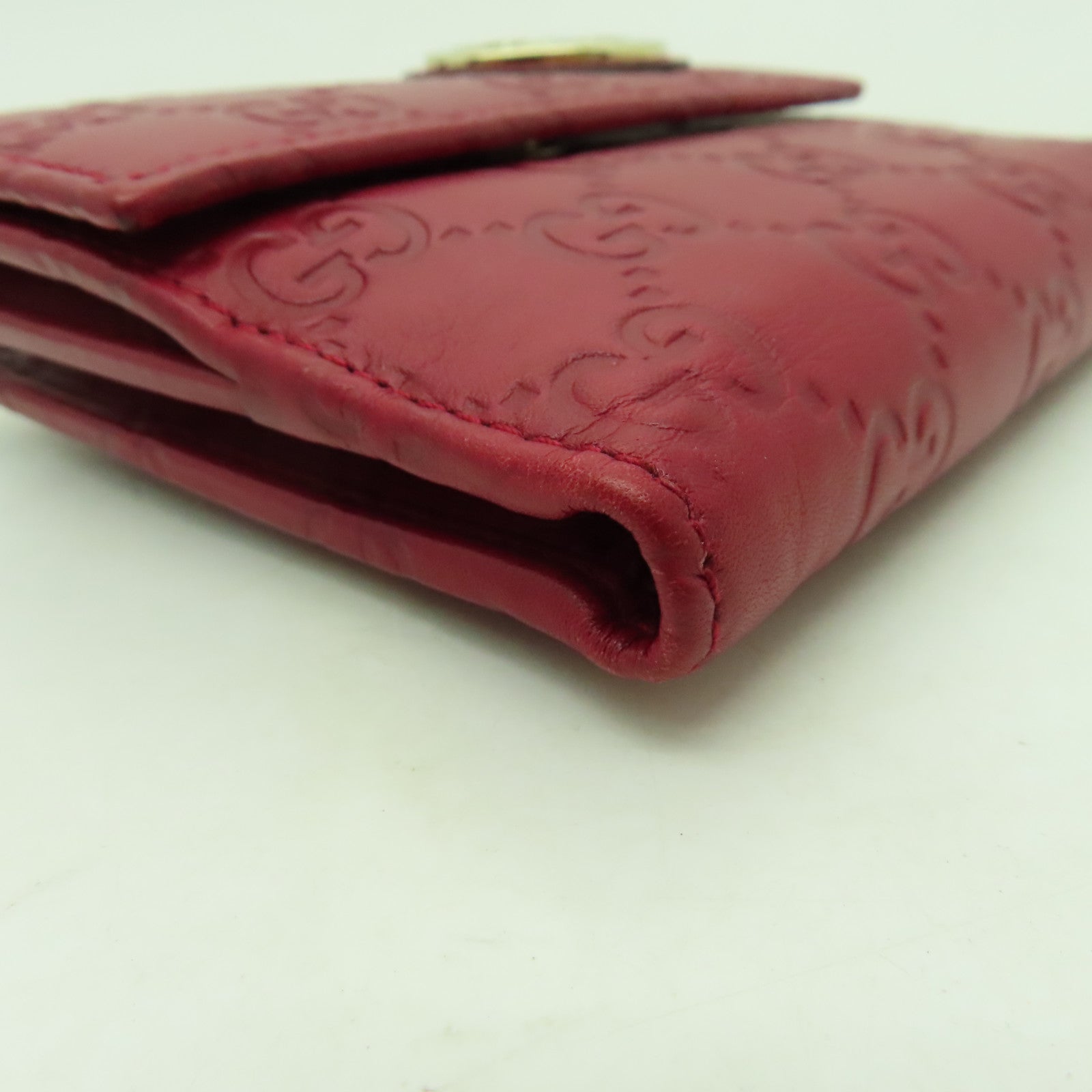 GUCCI 牛皮皮革Wallet金扣錢包紅色