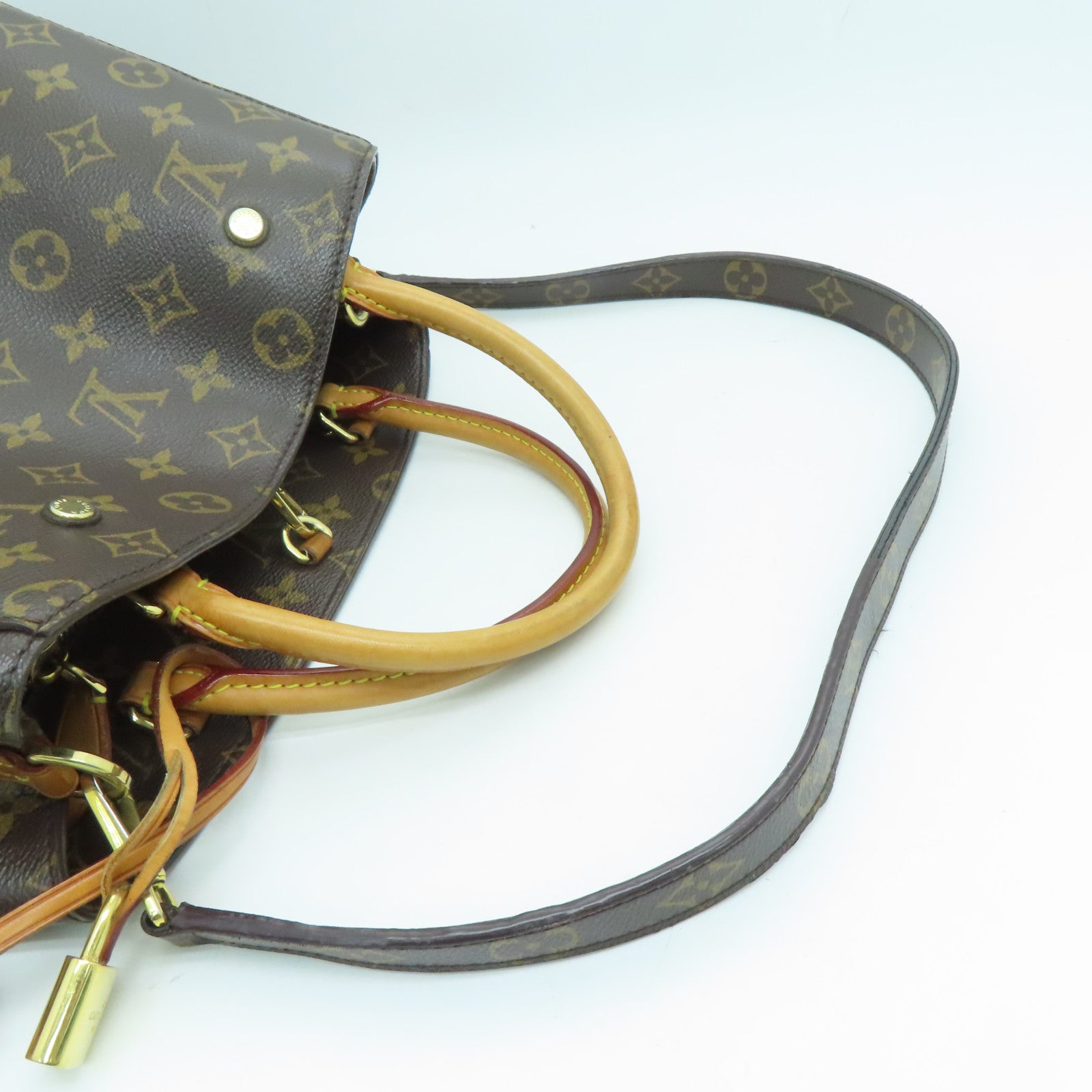 LOUIS VUITTON Monogram Montaigne MM金扣手挽袋啡色