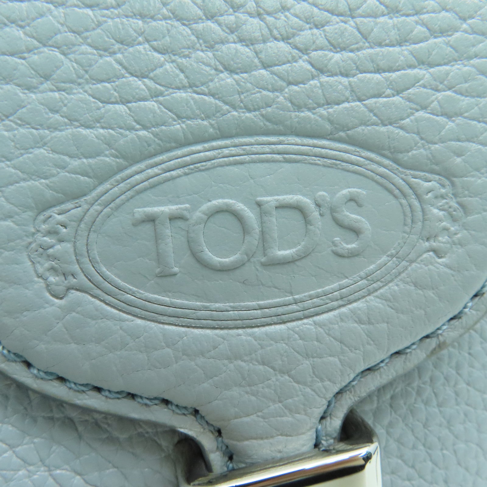 TOD’S 牛皮皮革2 Way Shoulder手挽肩背兩用袋銀扣淺灰色