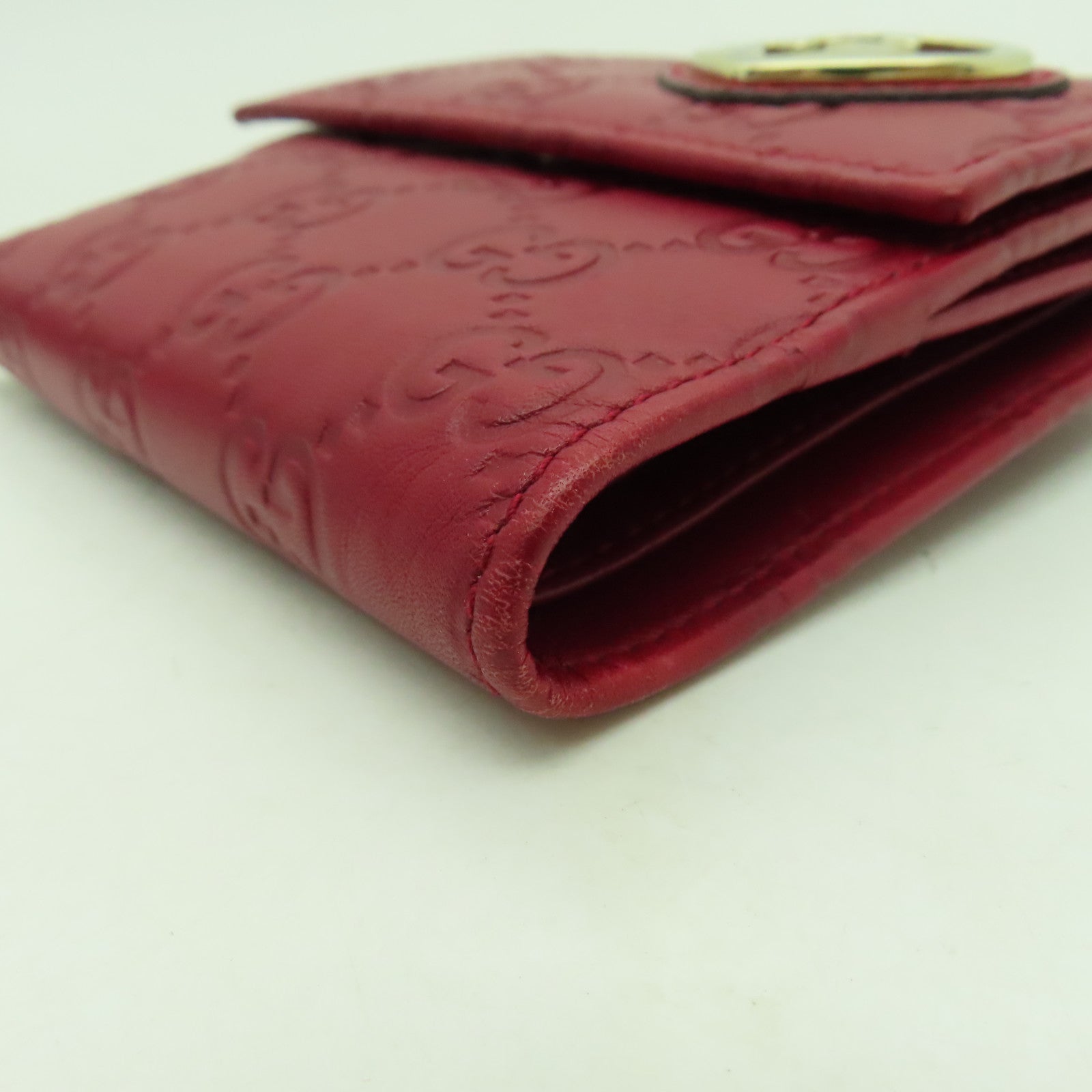 GUCCI 牛皮皮革Wallet金扣錢包紅色