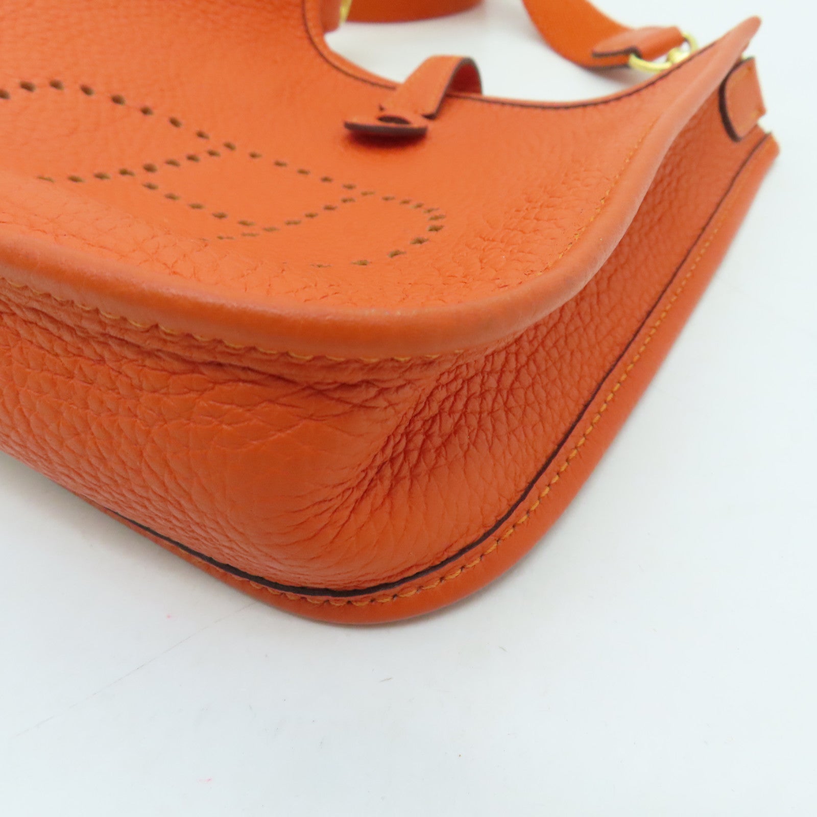 HERMES Clemence皮革Evelyne TPM金扣肩背袋火焰橘