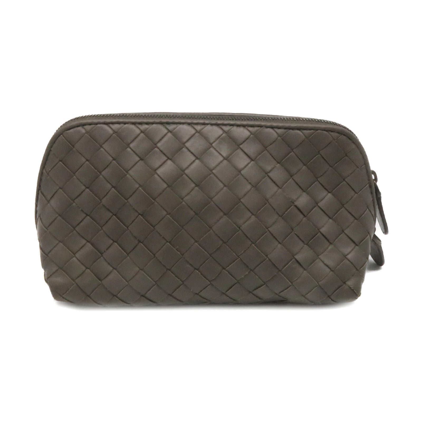 BOTTEGA VENETA 织纹皮革Cosmetic Pouch化妆包灰色